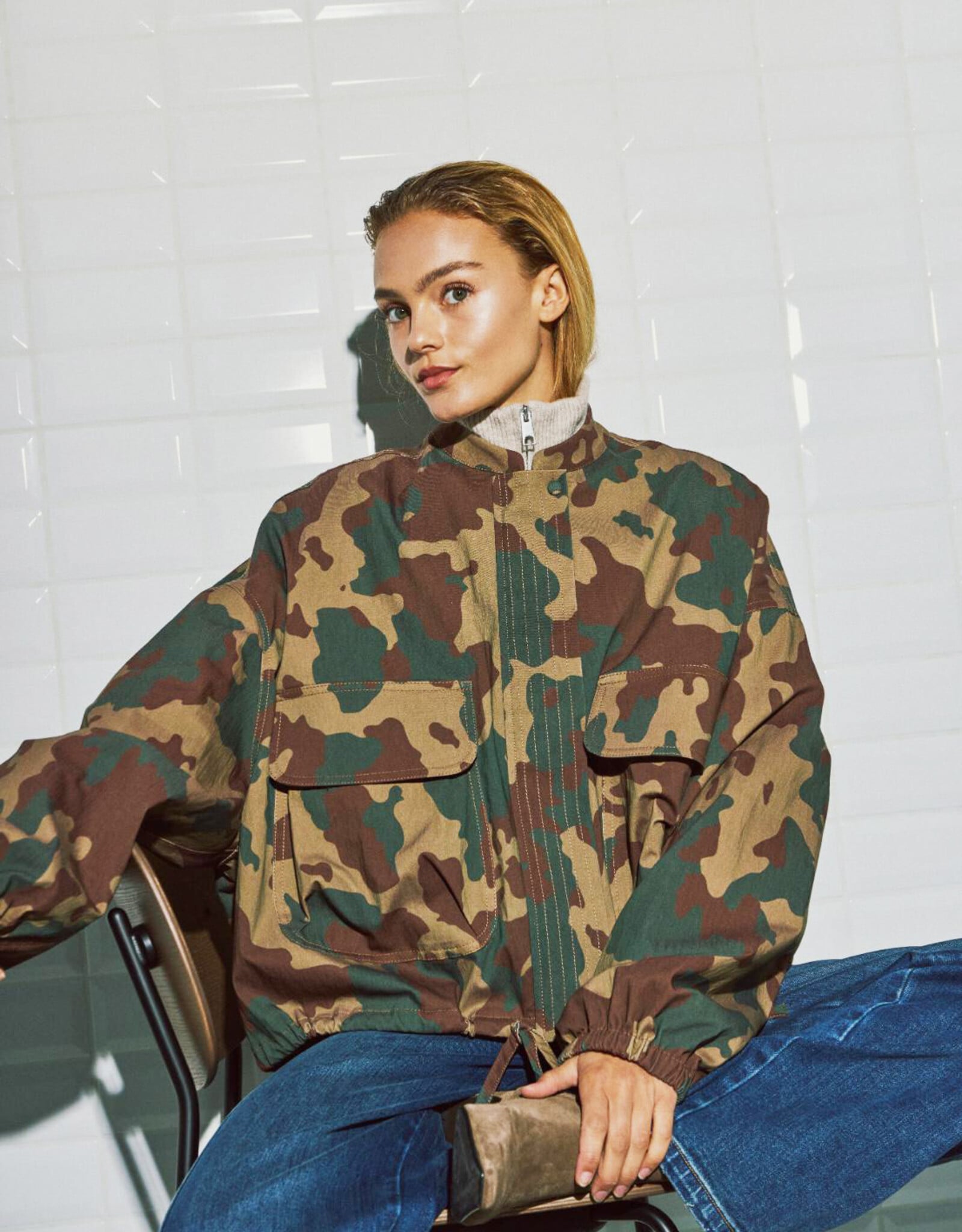 Withblack Jacket 'Leah' - Camo Print Green Shades - Withblack