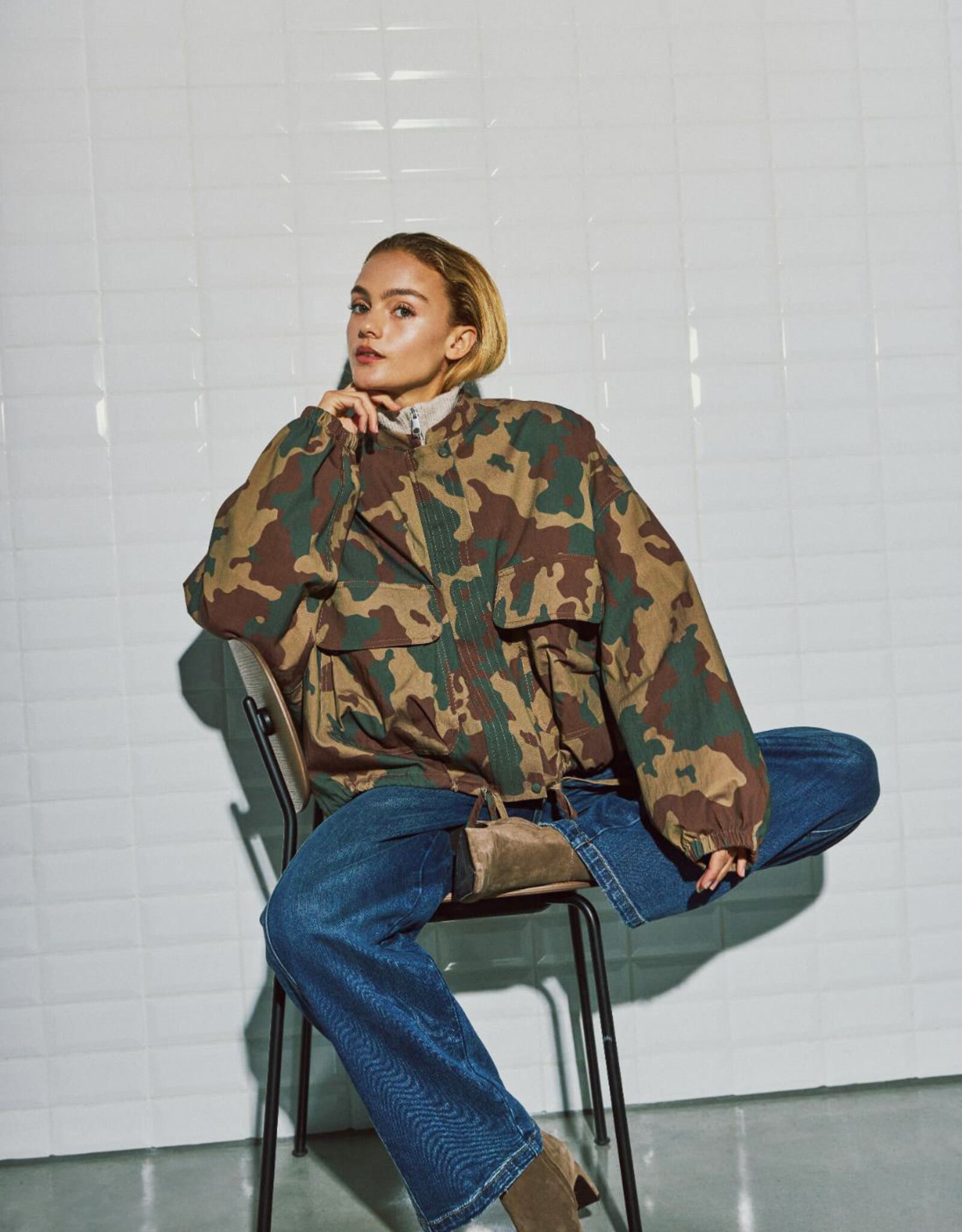 Withblack Jacket 'Leah' - Camo Print Green Shades - Withblack