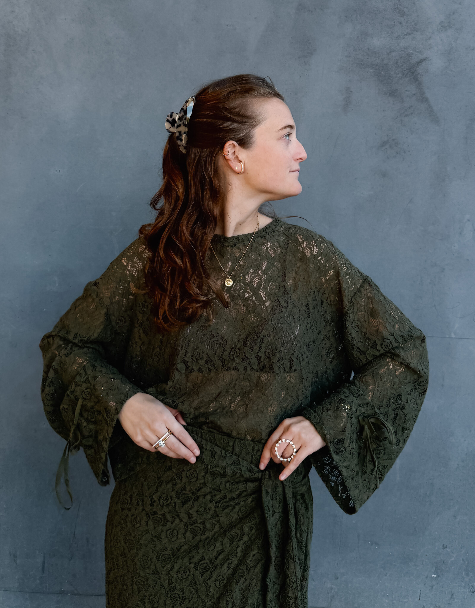 Monré Blouse 'Lucy' - Khaki Lace - Monré