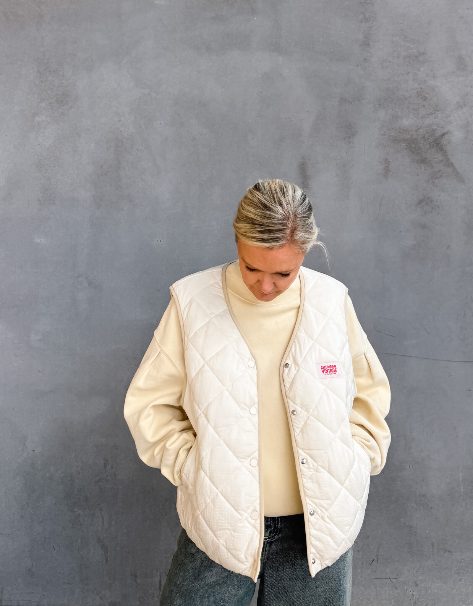 American Vintage Bodywarmer 'Yupibam' - Creme - Yup16B -  American Vintage