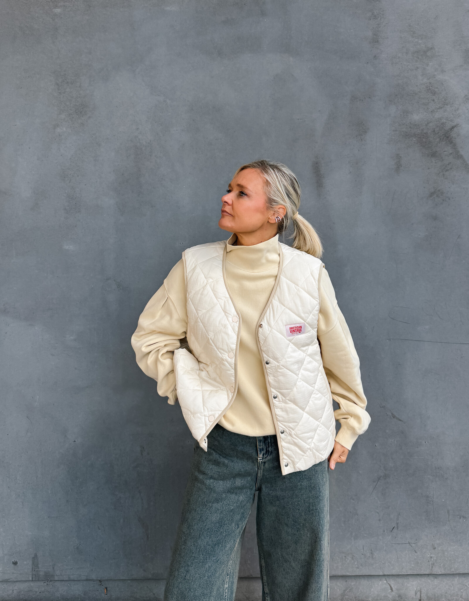 American Vintage Bodywarmer 'Yupibam' - Creme - Yup16B -  American Vintage