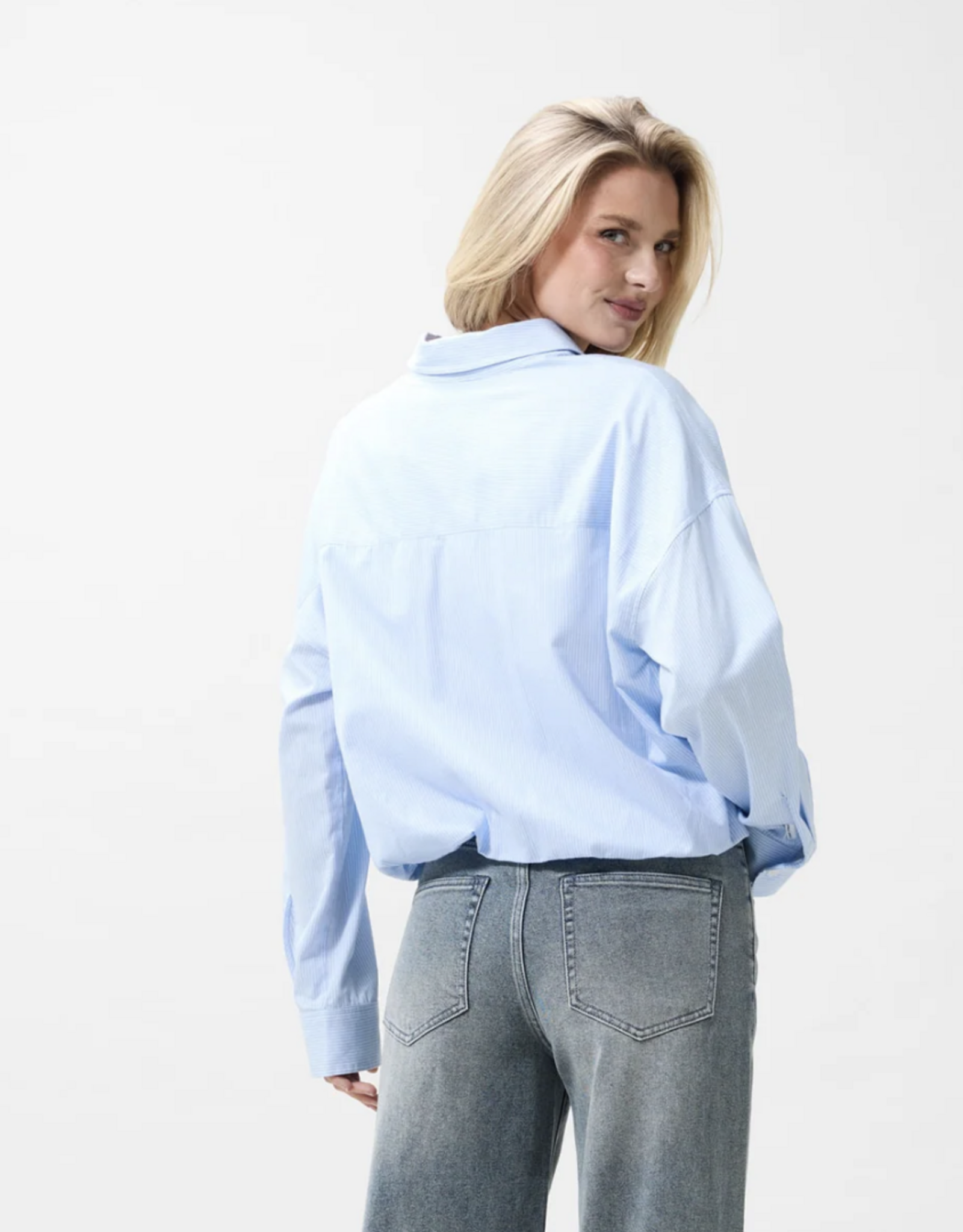 Catwalk Junkie Blouse 'Tuck In' - Chambray Blue - Catwalk Junkie