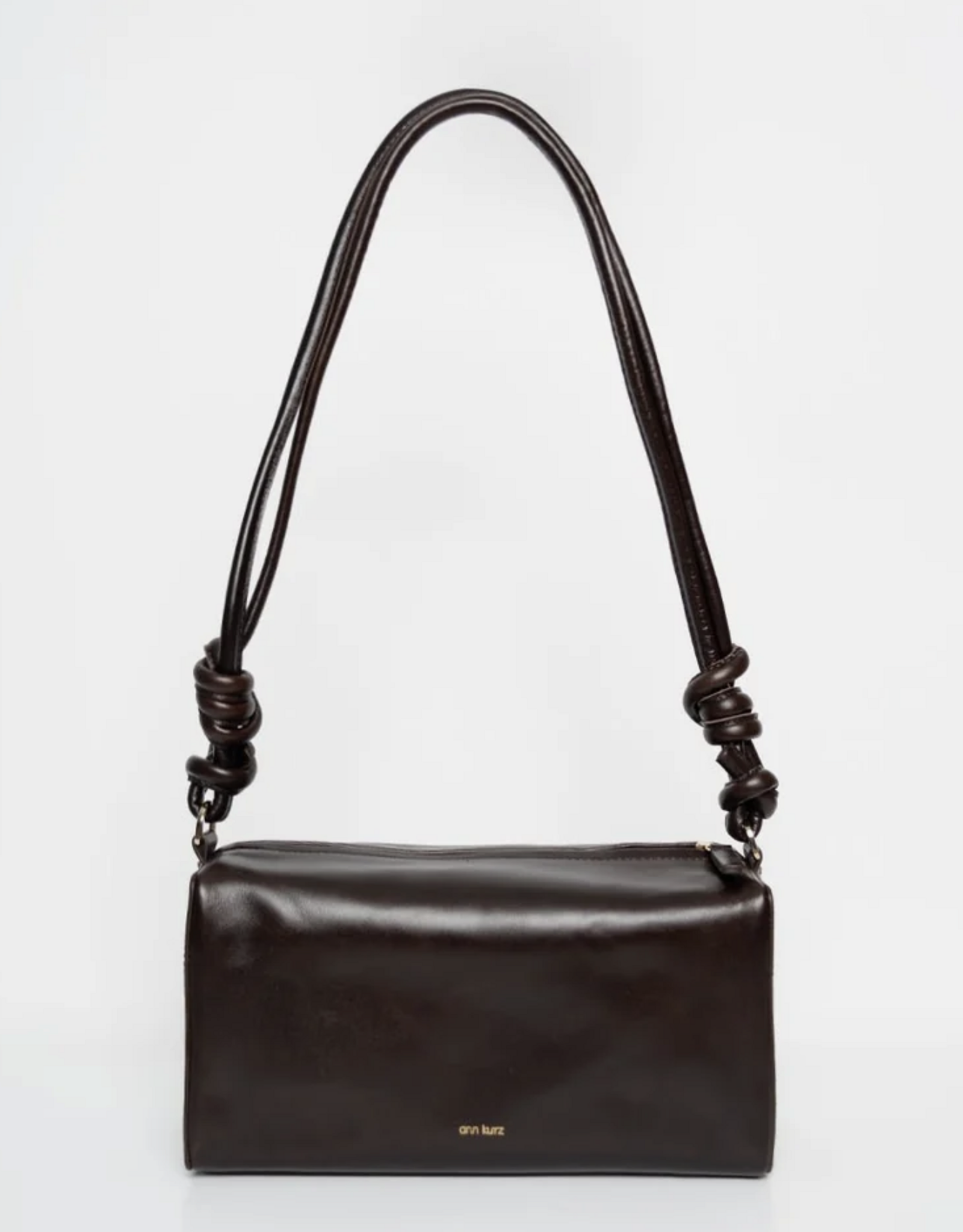 Ann Kurz Handtas 'Squa Baguette' - Shiny Nappa Mocha - Ann Kurz