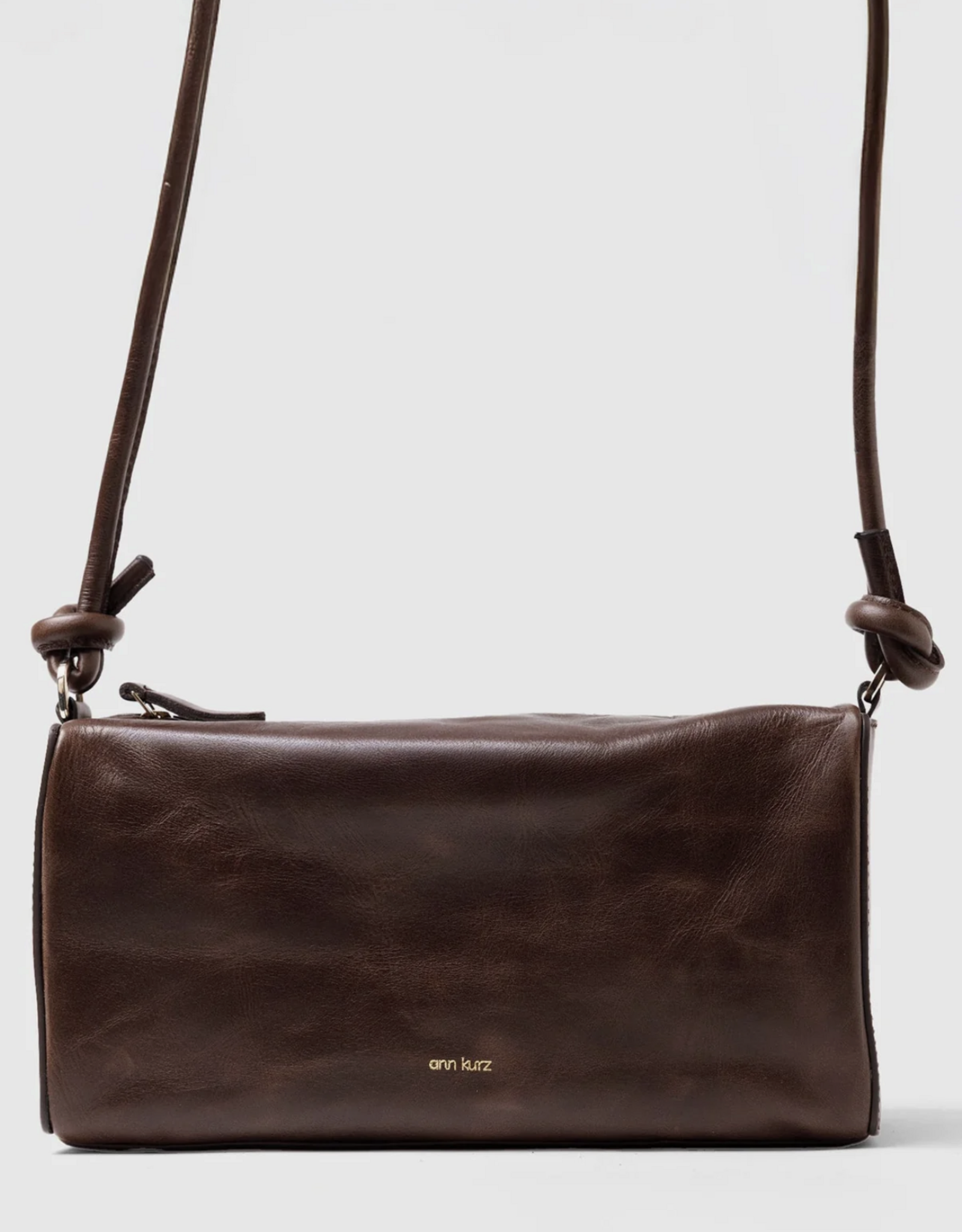 Ann Kurz Handtas 'Squa Baguette' - Shiny Nappa Mocha - Ann Kurz