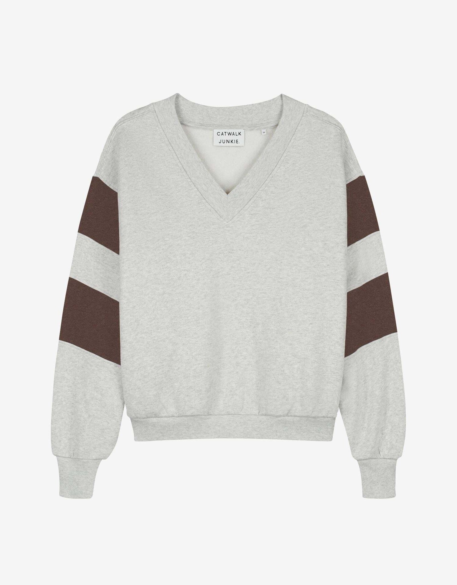 Catwalk Junkie Sweater V-Neck 'Sporty' - Light Grey Melange - Catwalk Junkie
