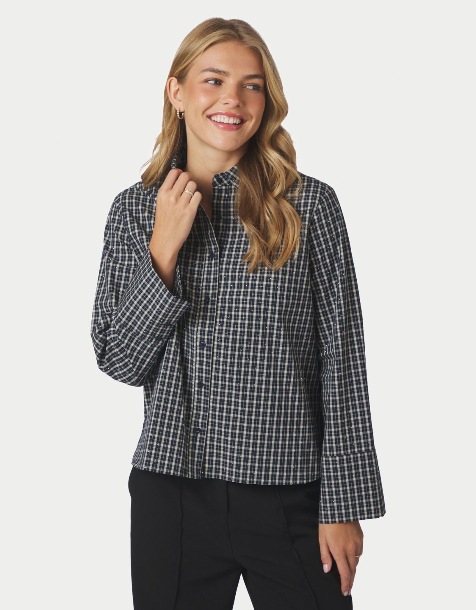 Blouse Check 'Bedaz' - Dark Bkue - Neo Noir