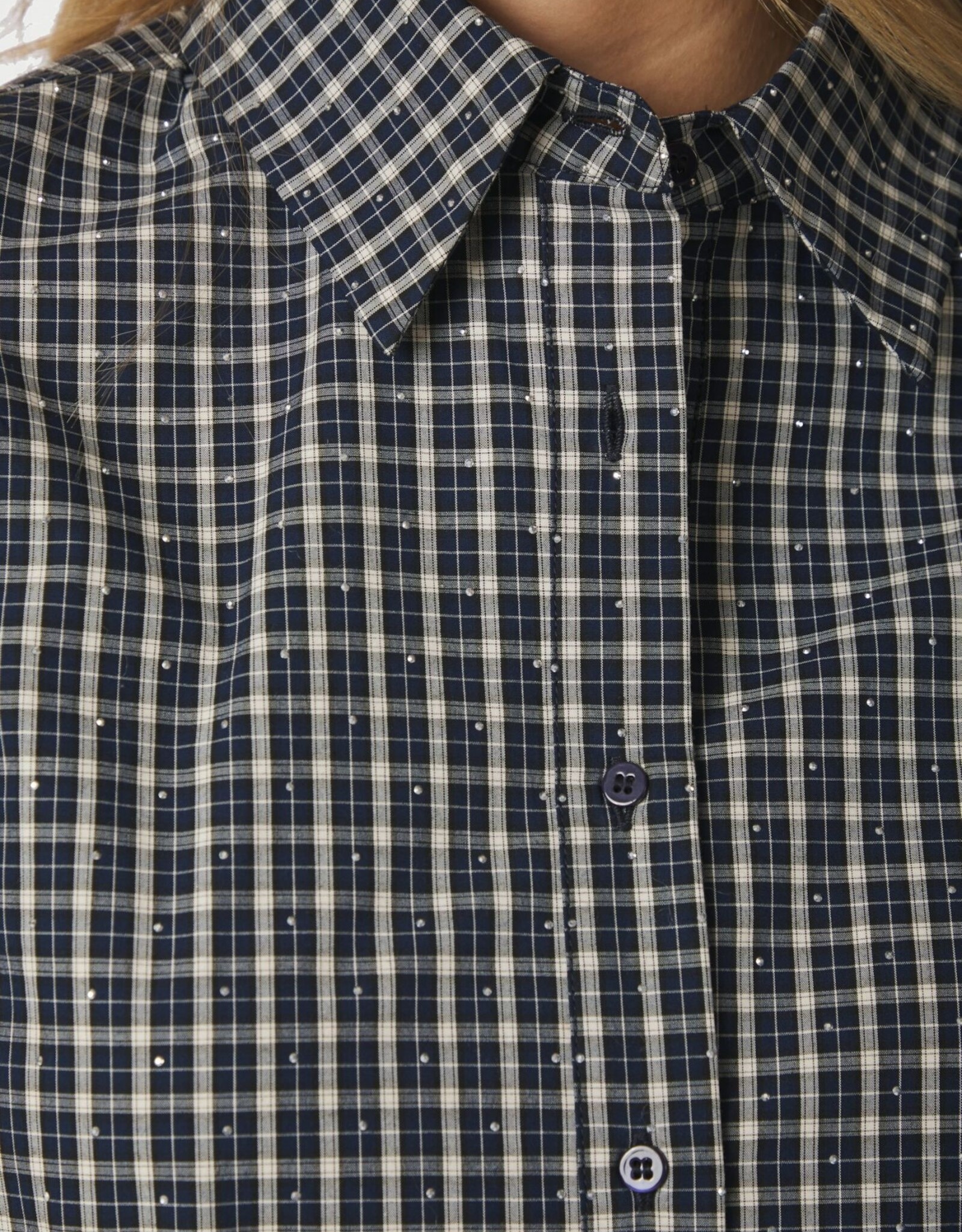 Blouse Check 'Bedaz' - Dark Bkue - Neo Noir