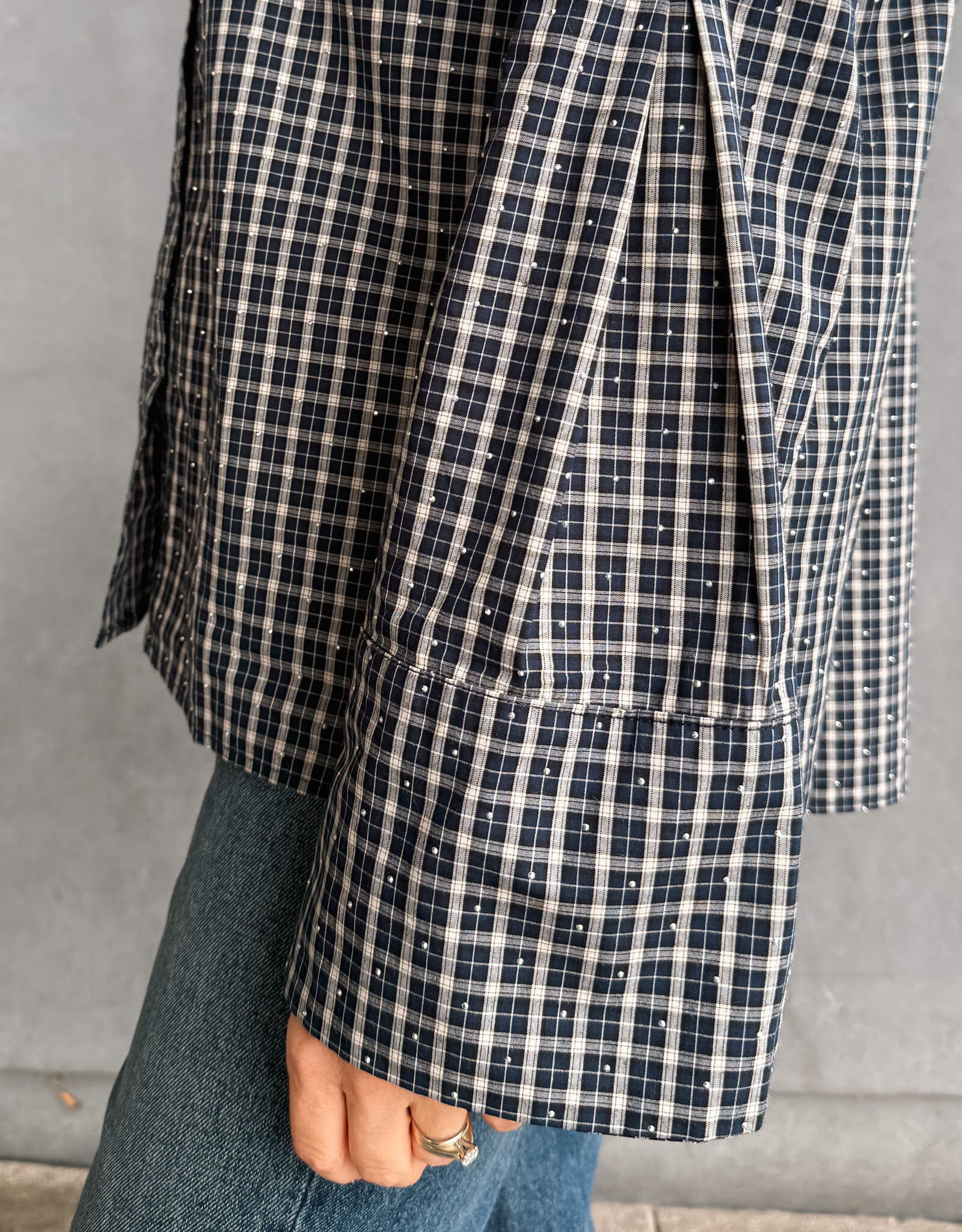 Blouse Check 'Bedaz' - Dark Bkue - Neo Noir
