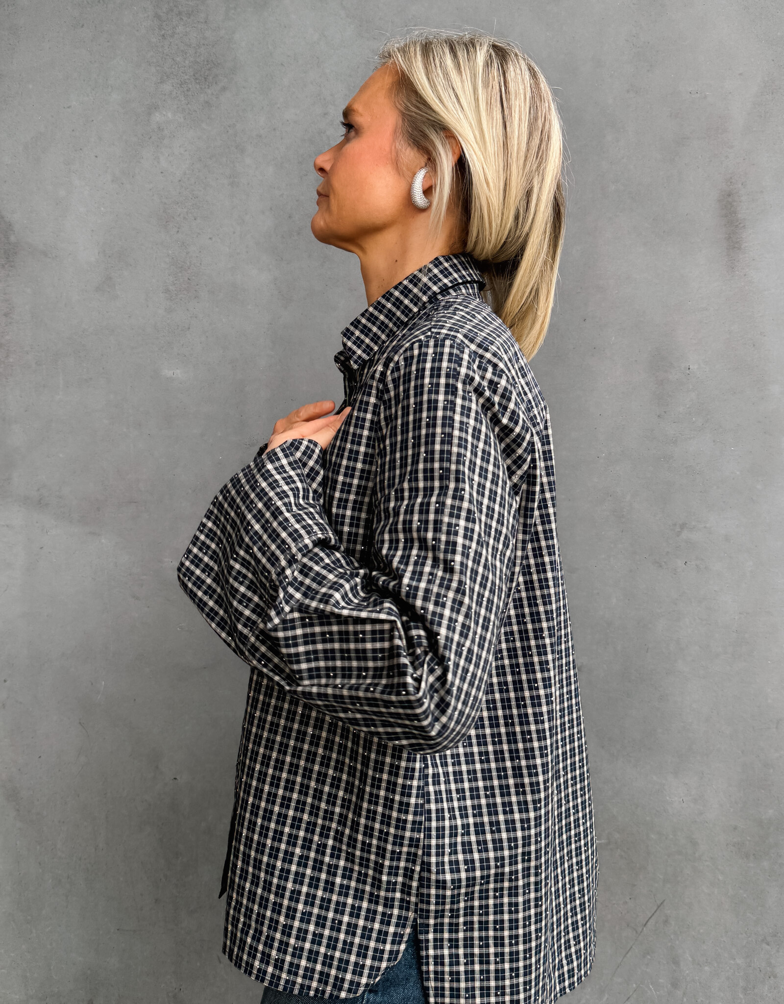 Blouse Check 'Bedaz' - Dark Bkue - Neo Noir