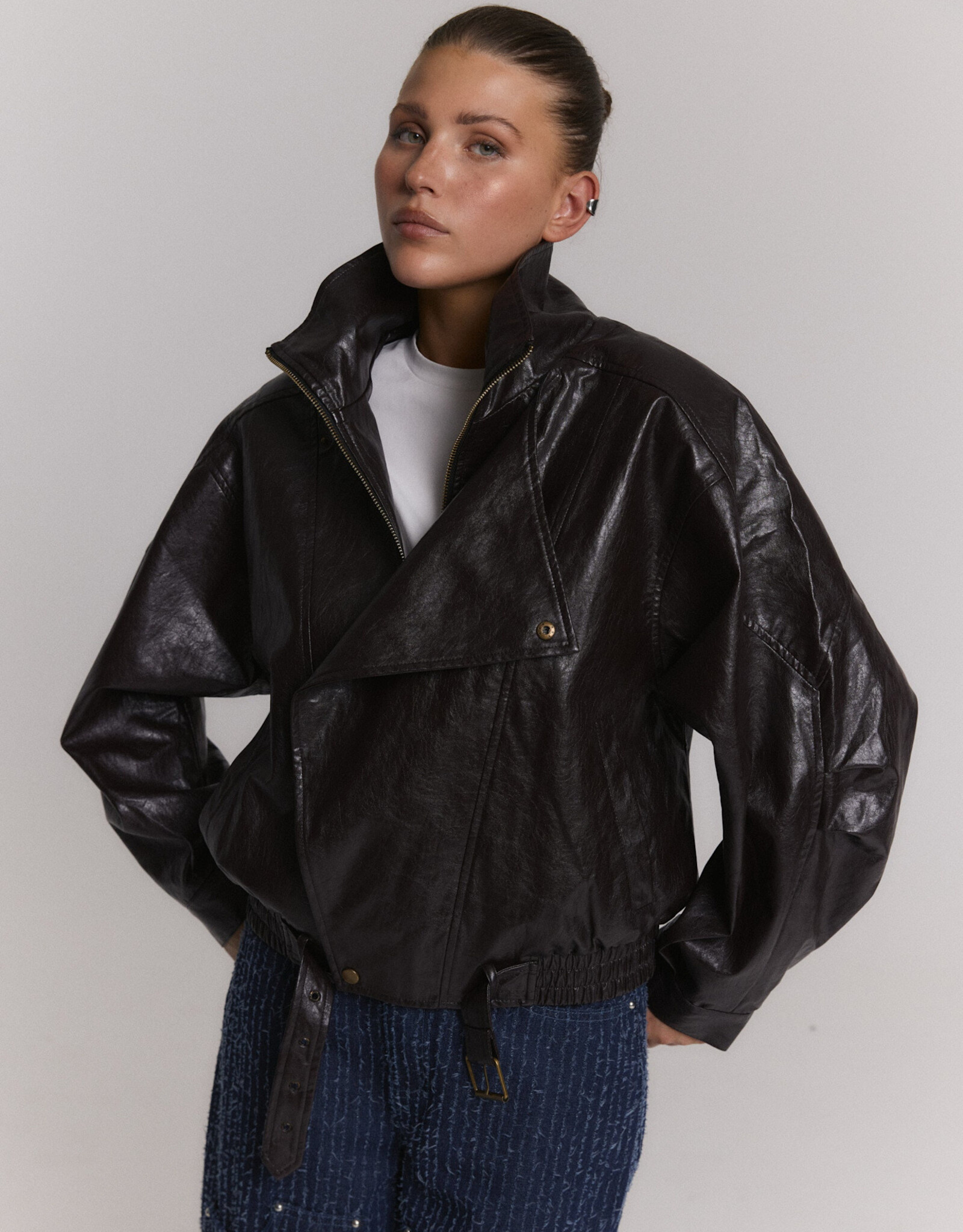 Refined Department Jacket Faux Leather 'Lee' - Choc Brown - Refined Department