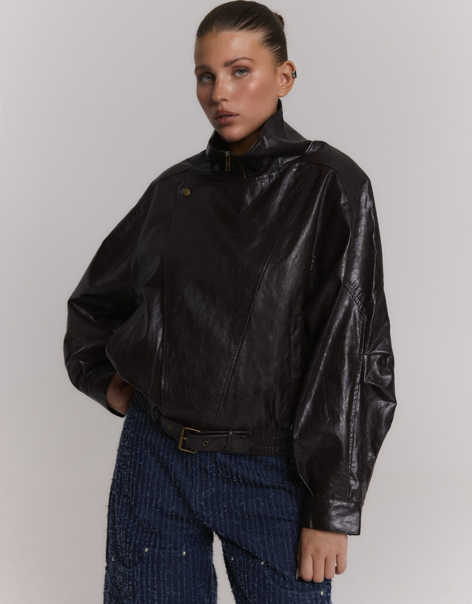 Refined Department Jacket Faux Leather 'Lee' - Choc Brown - Refined Department