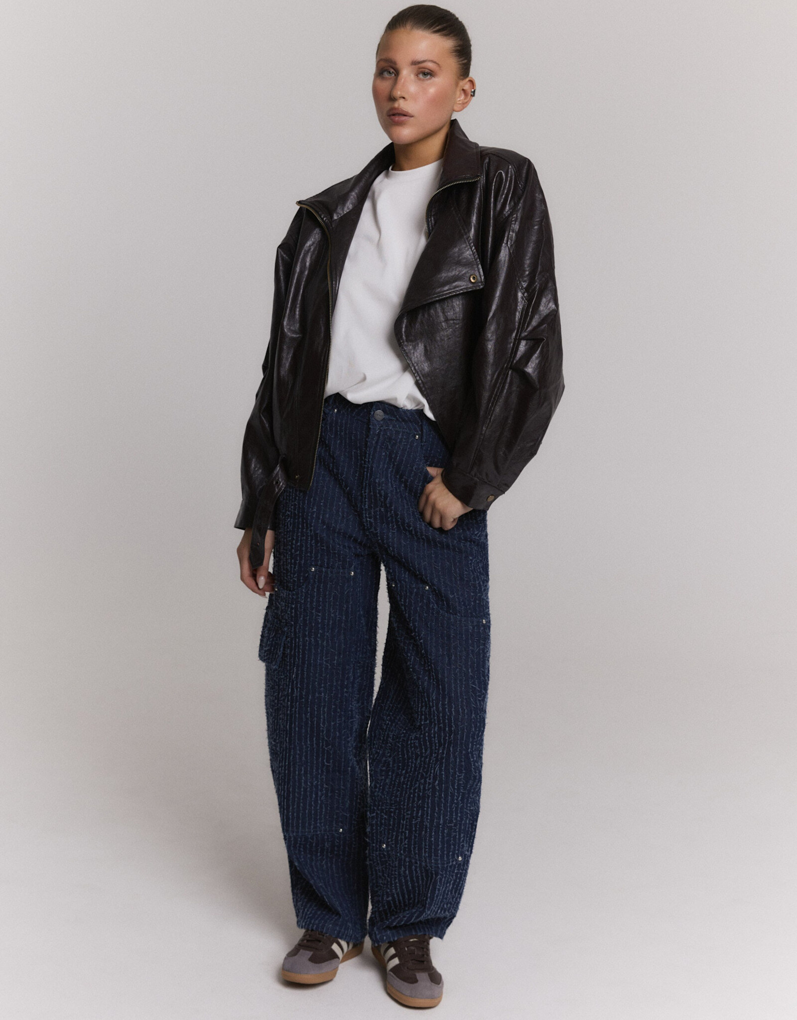 Refined Department Jacket Faux Leather 'Lee' - Choc Brown - Refined Department