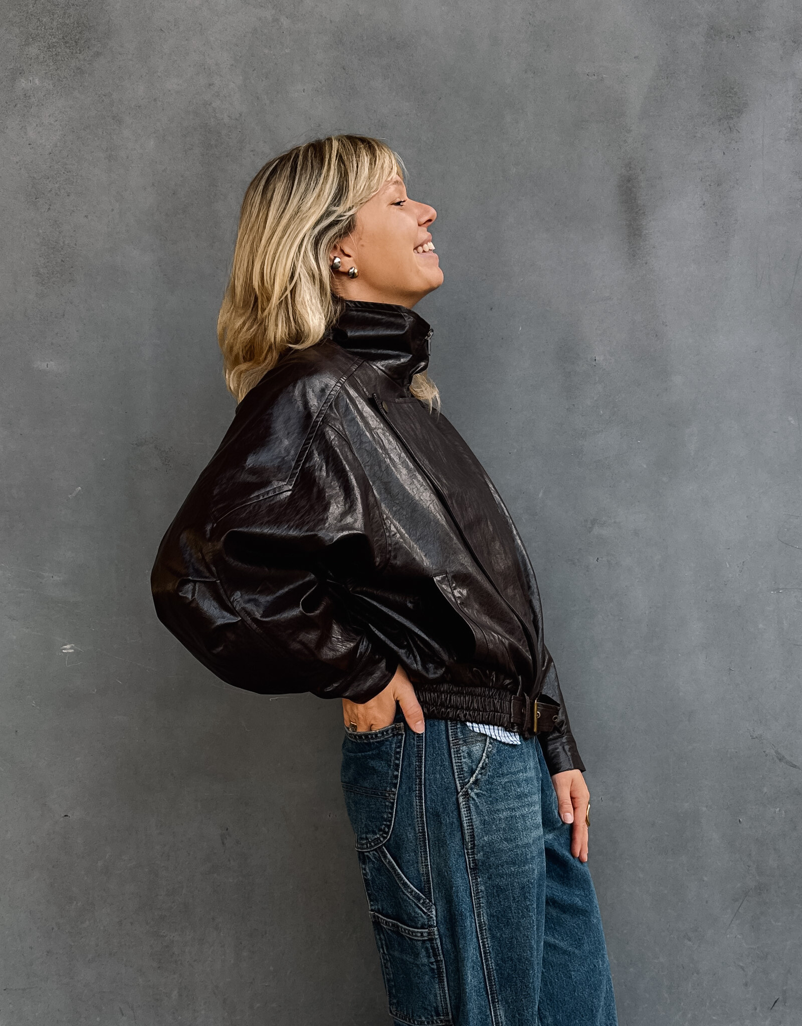 Refined Department Jacket Faux Leather 'Lee' - Choc Brown - Refined Department