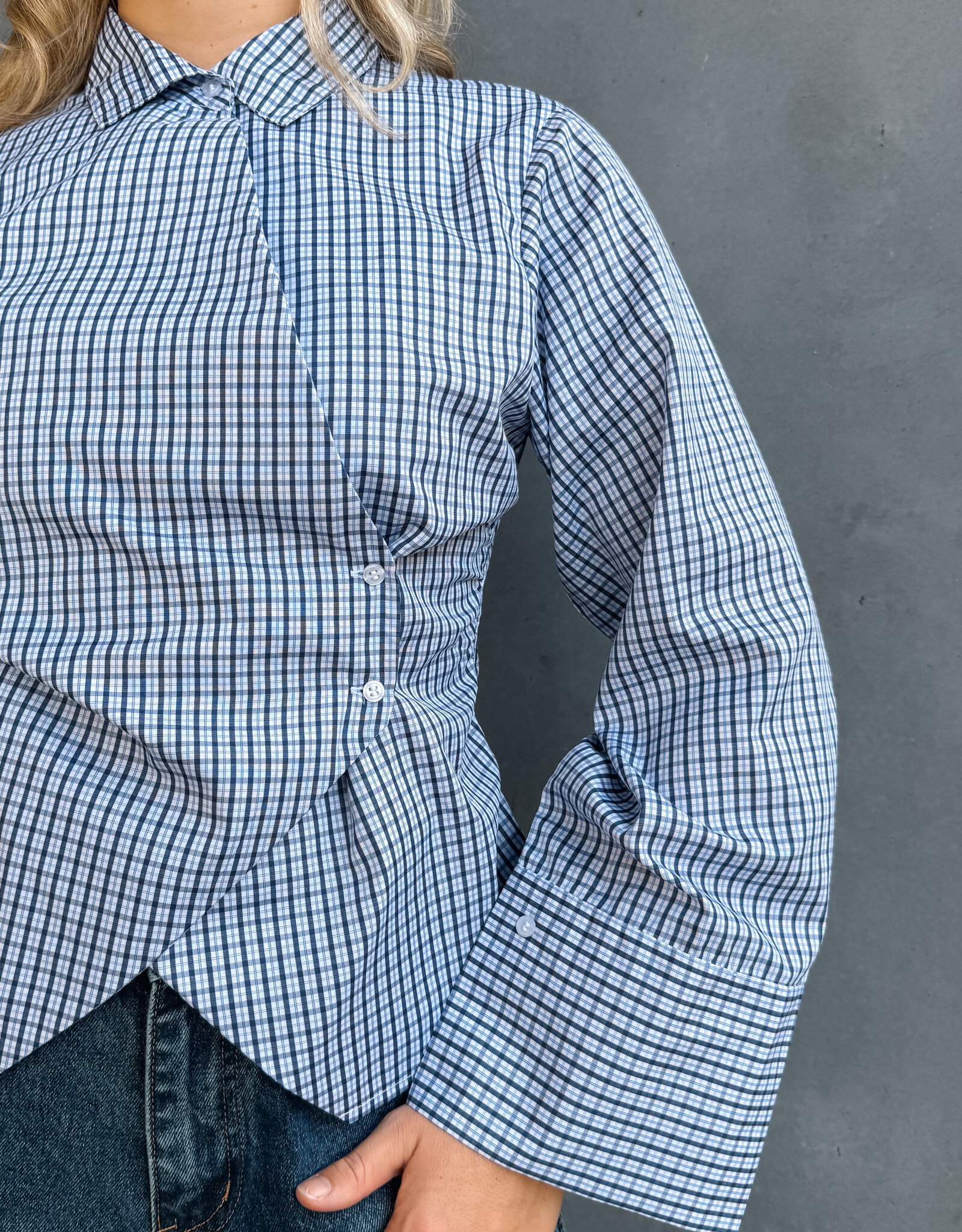 Blouse Check 'Fenli' - Blue  - Neo Noir