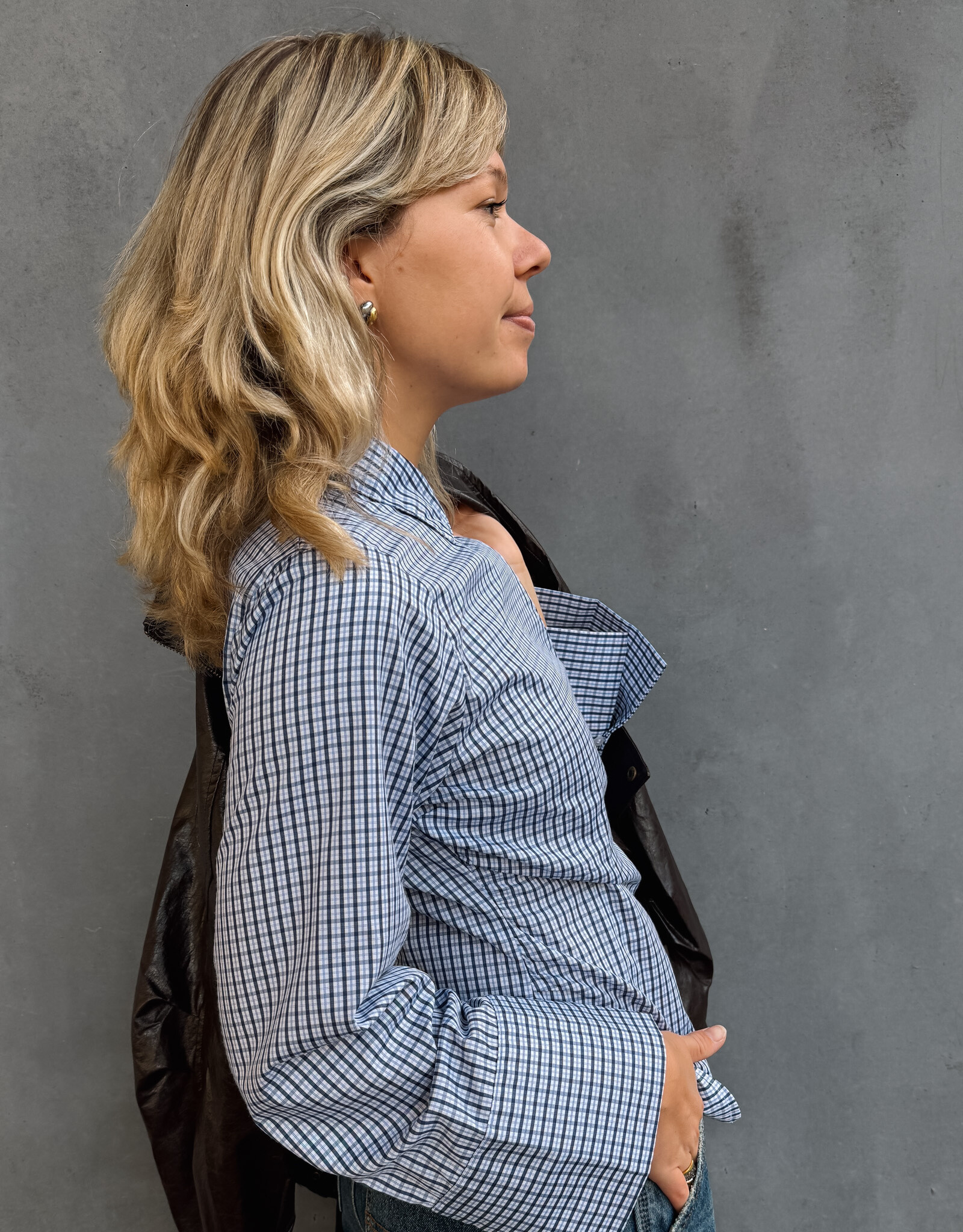 Blouse Check 'Fenli' - Blue  - Neo Noir