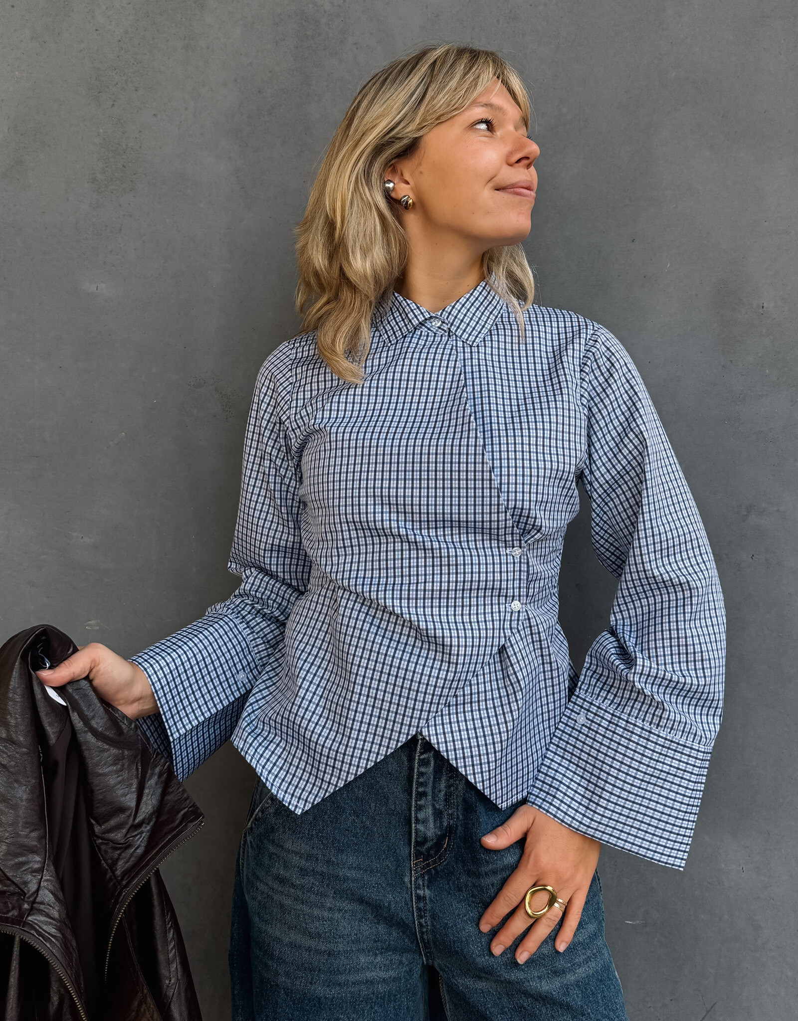 Blouse Check 'Fenli' - Blue  - Neo Noir