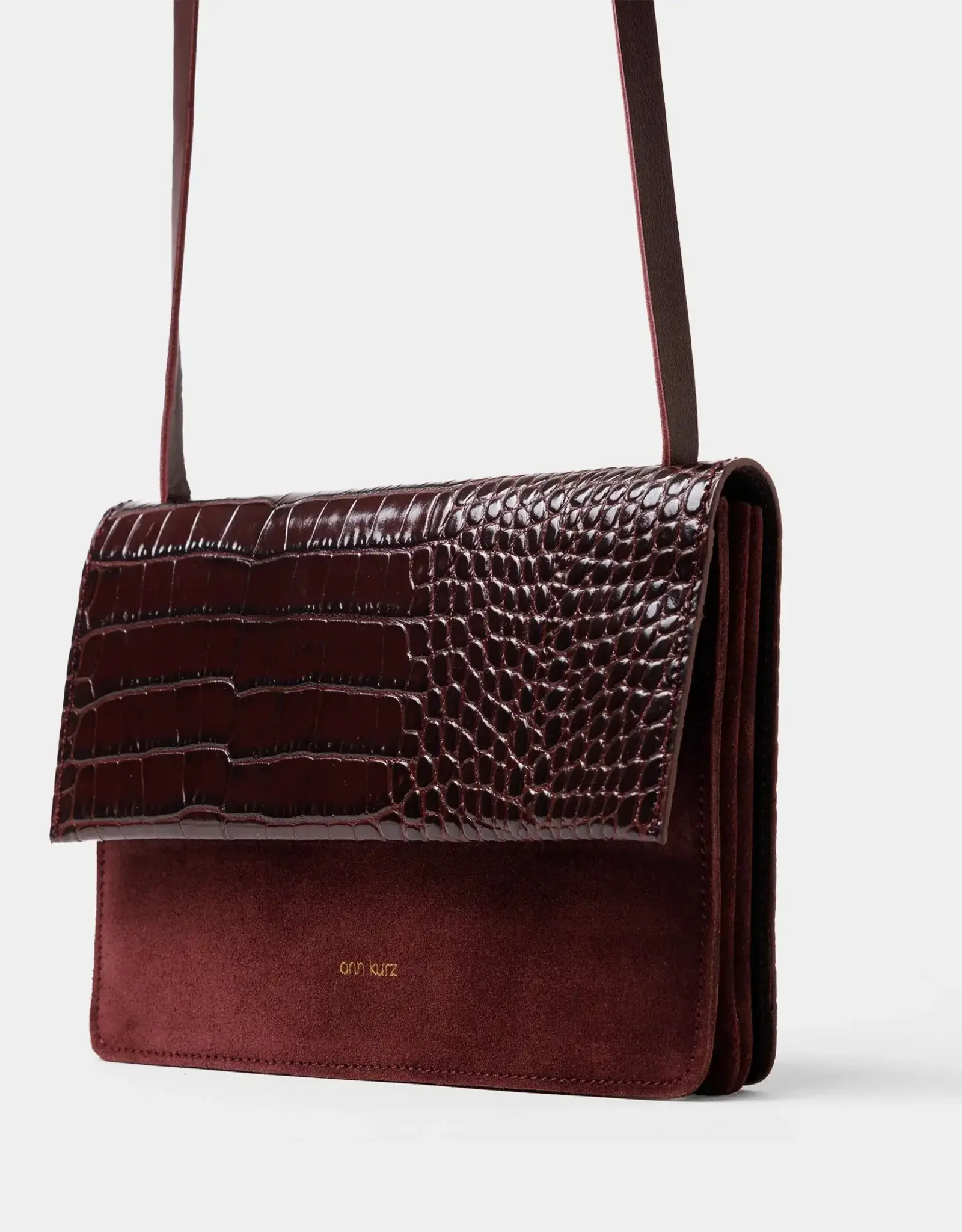 Ann Kurz Handtas 'Phone Bag'  - Croco/Burgundy - Ann Kurz