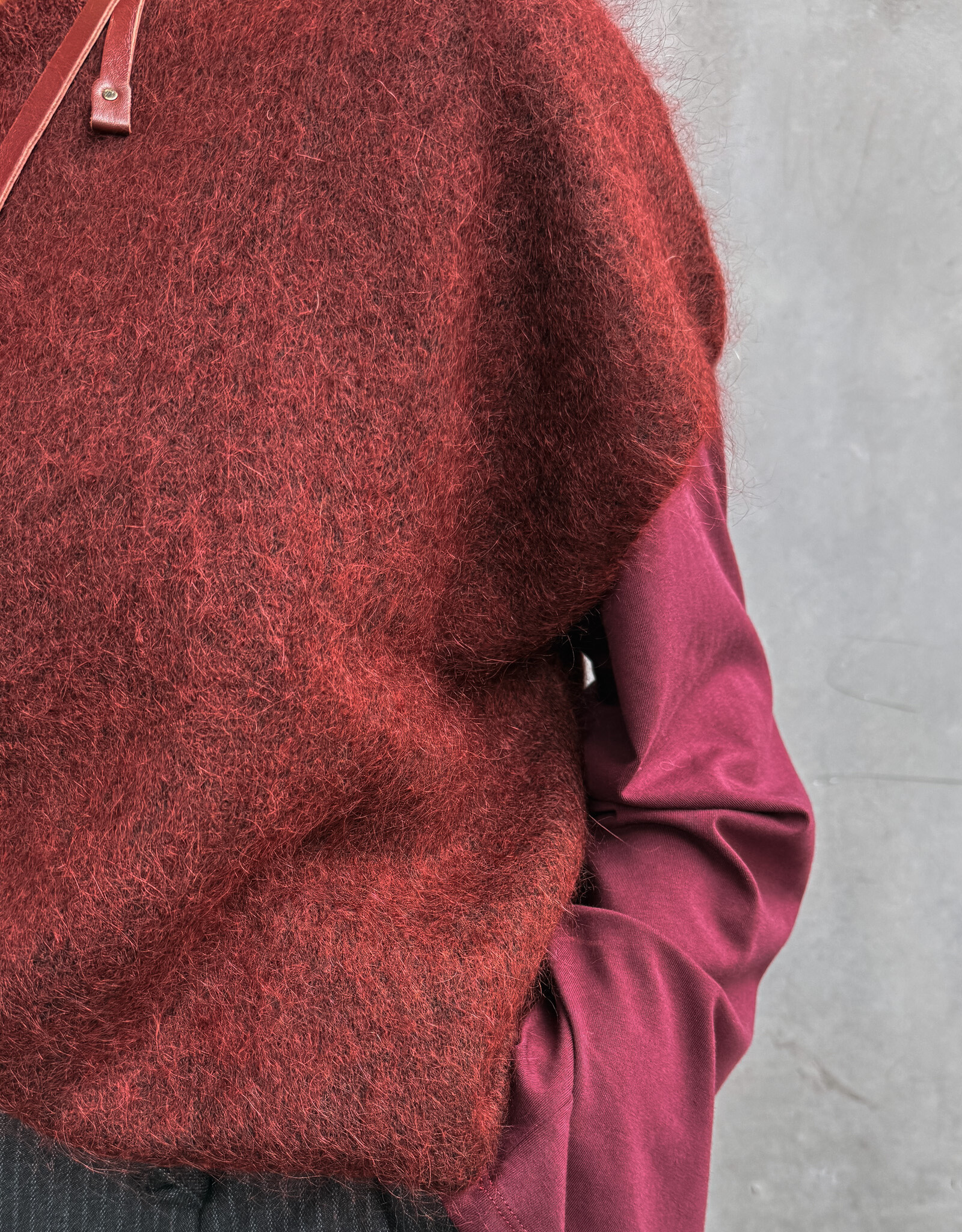 La Petite Laine Cardigan Zonder Mouw 'Bertine' - Burgundy - One size