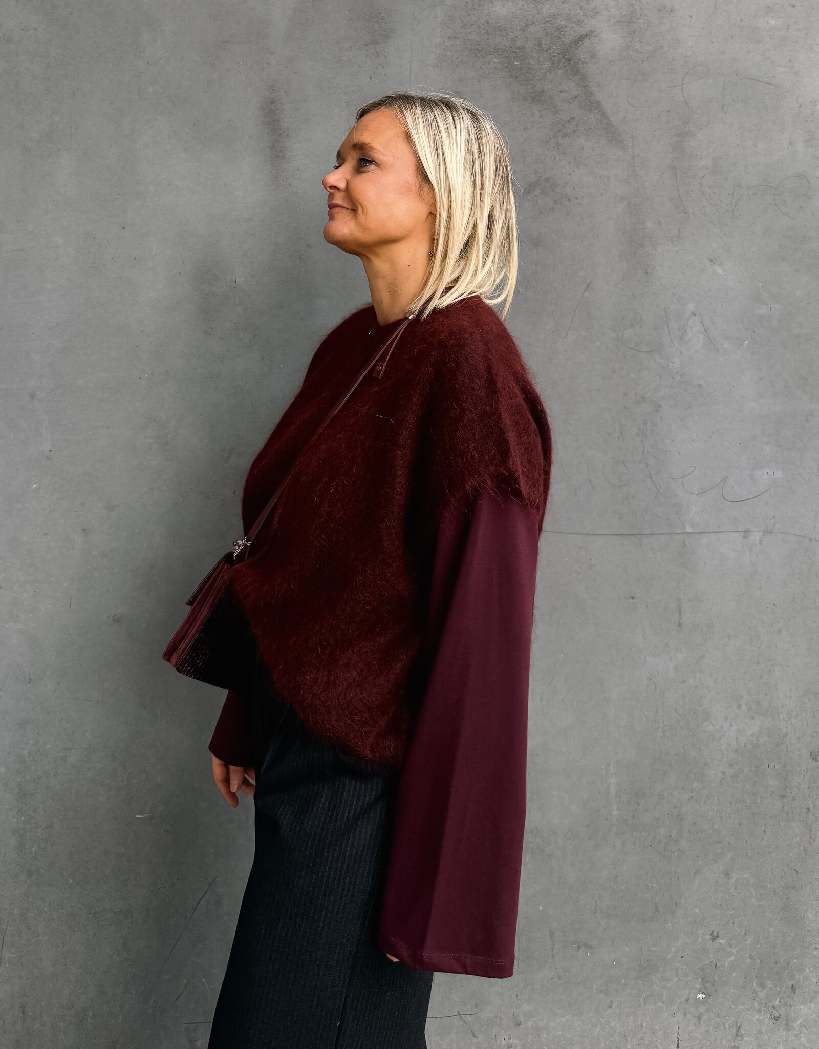 La Petite Laine Cardigan Zonder Mouw 'Bertine' - Burgundy - One size