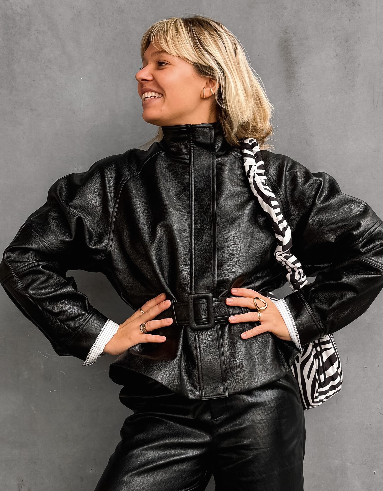 Jacket Faux Leather 'Jaclyn' - Black - Neo Noir