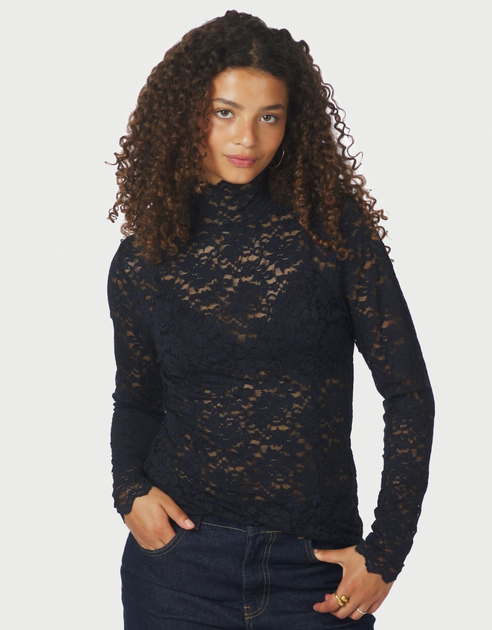 Blouse Laceflower 'Liza' - Navy - Neo Noir