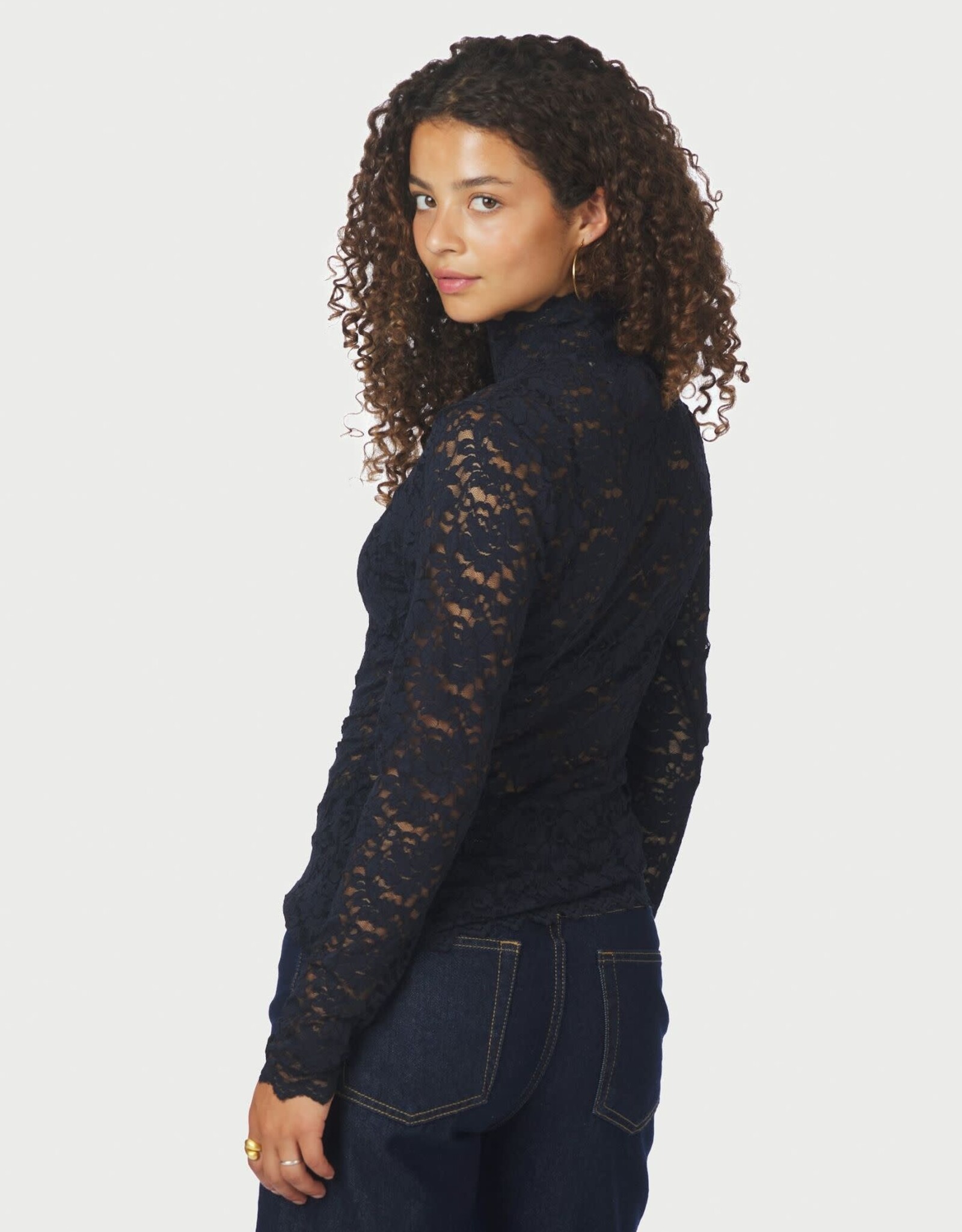 Blouse Laceflower 'Liza' - Navy - Neo Noir
