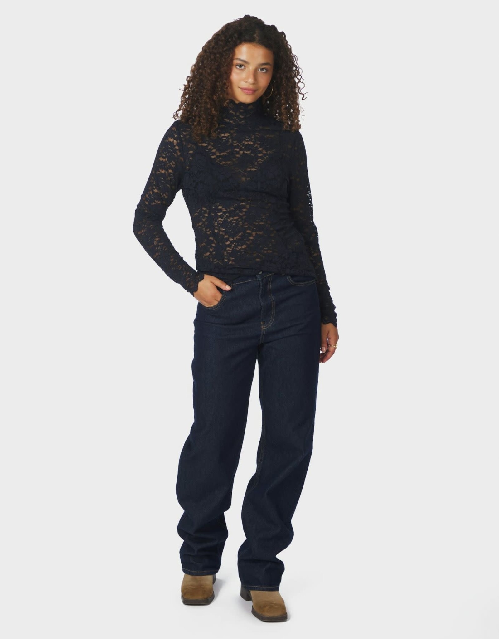 Blouse Laceflower 'Liza' - Navy - Neo Noir