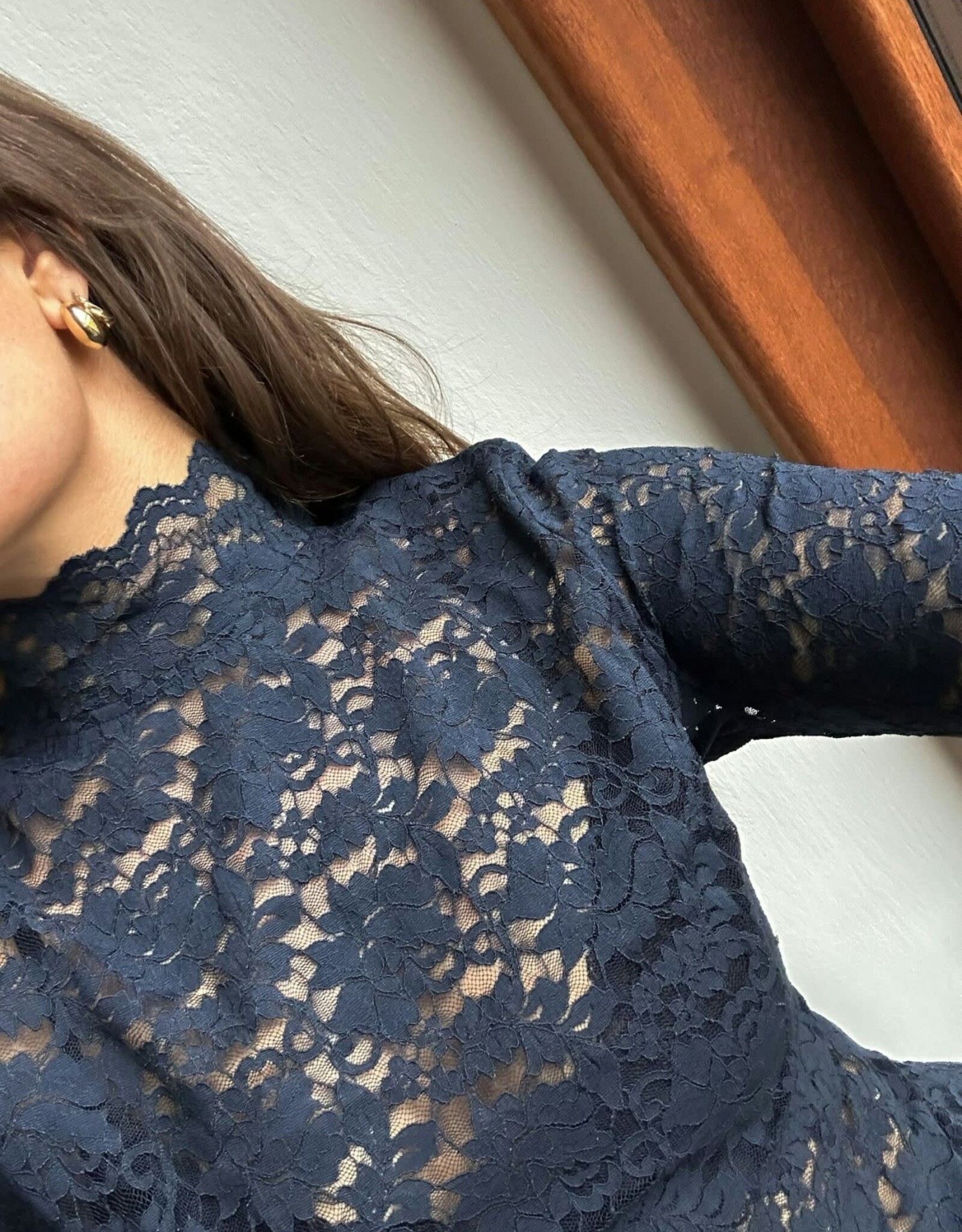 Blouse Laceflower 'Liza' - Navy - Neo Noir