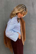 Re/Born Blouse Stripe 'Adriana' - Light Blue/Vino  - Re/Born