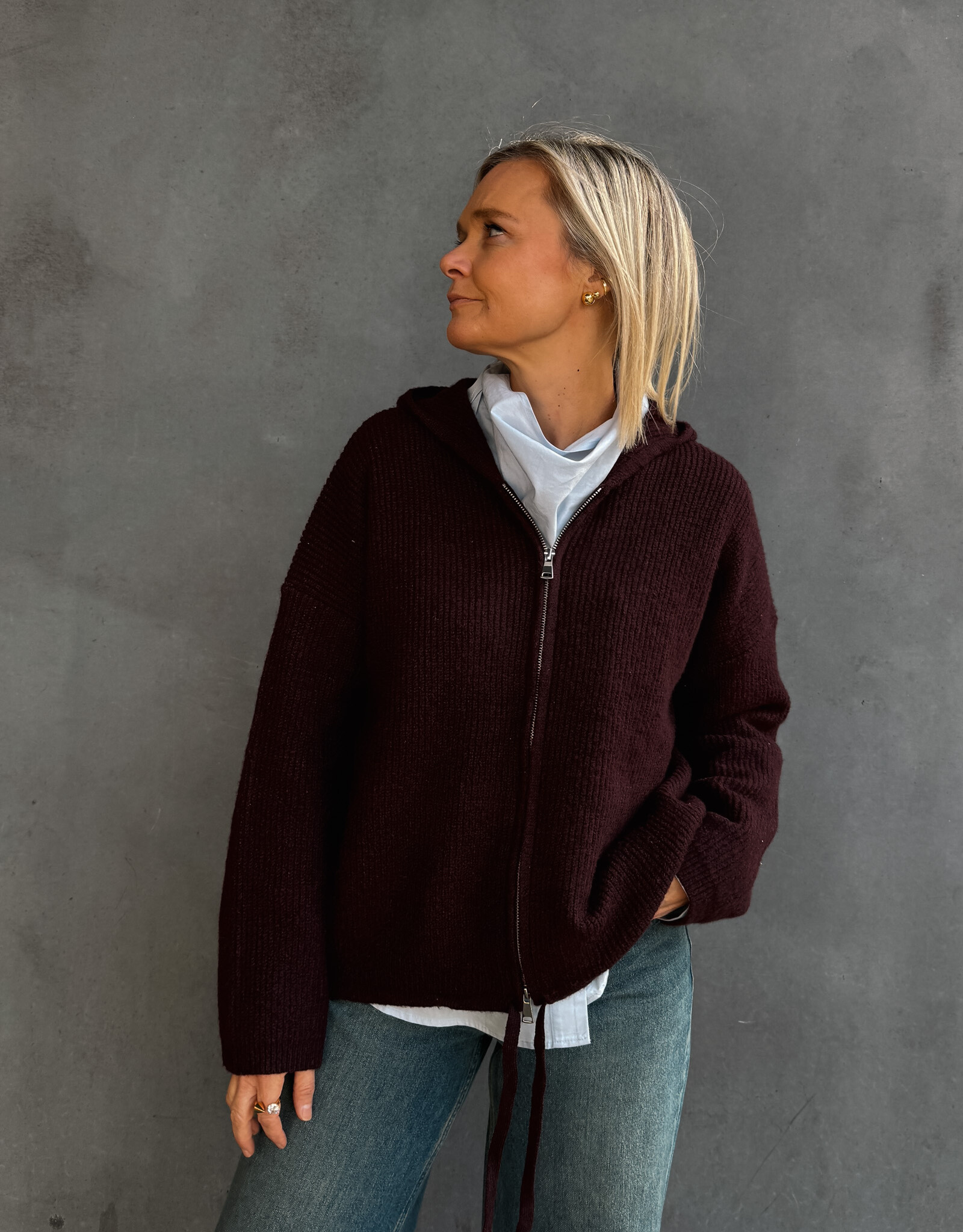 Withblack Hooded Pull 'Liza' - Windsor Wine Melange - Withblack