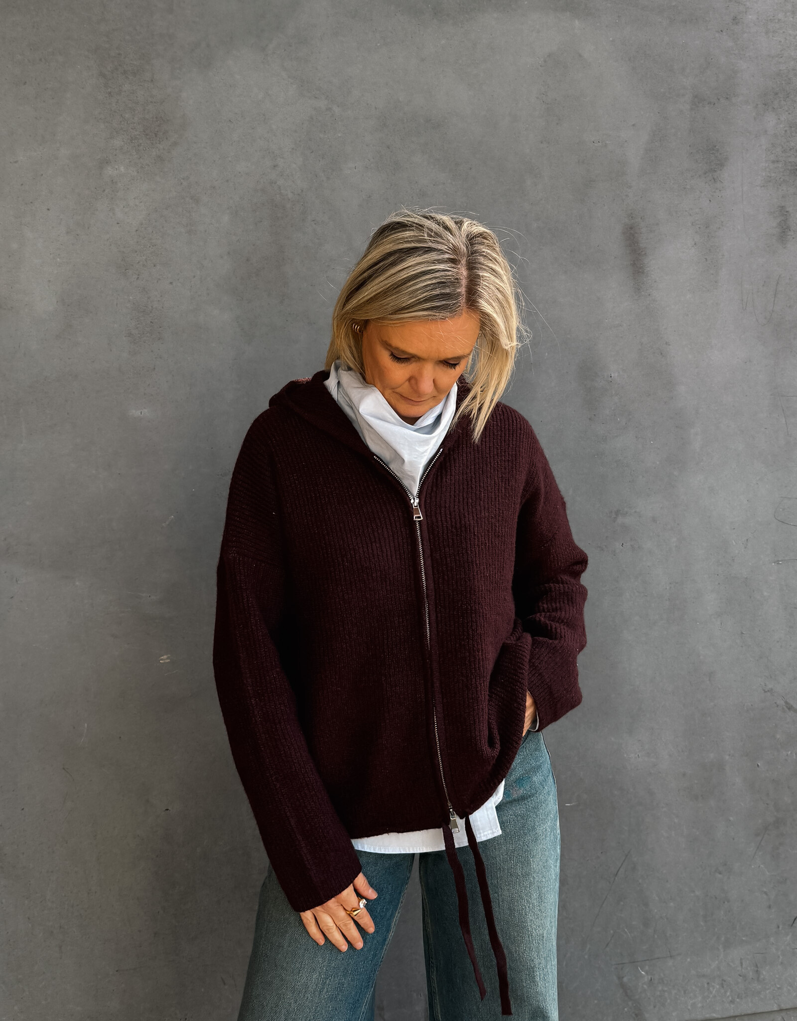 Withblack Hooded Pull 'Liza' - Windsor Wine Melange - Withblack