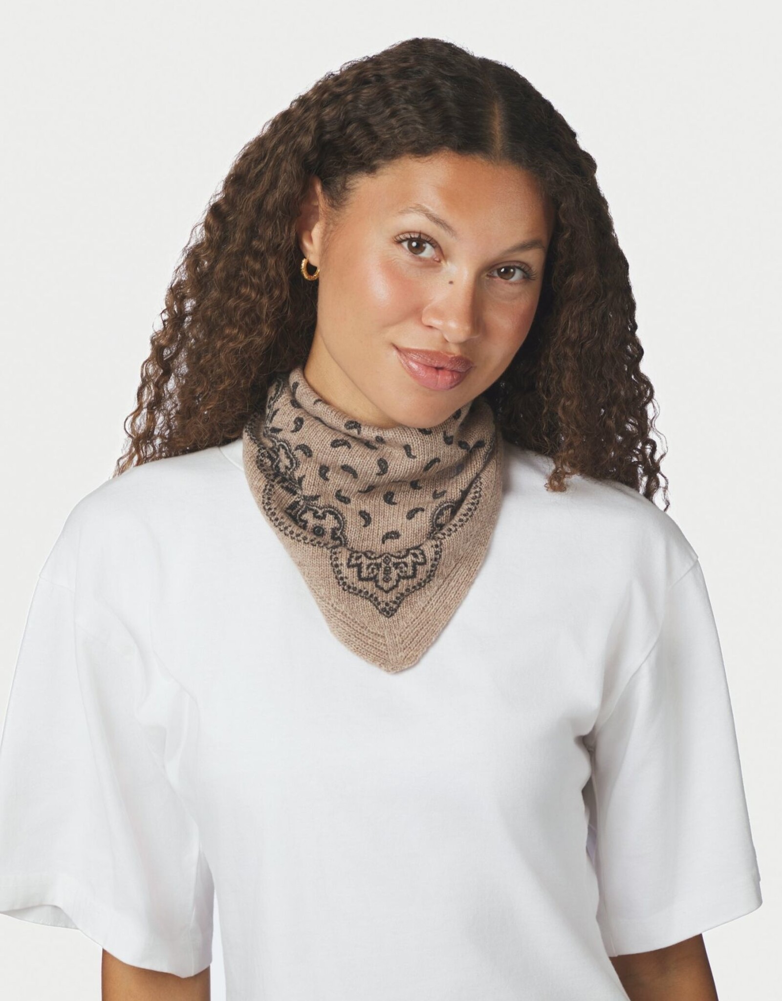 Knit Scarf Paisley 'Ariya' - Beige Melange - Neo Noir - One Size