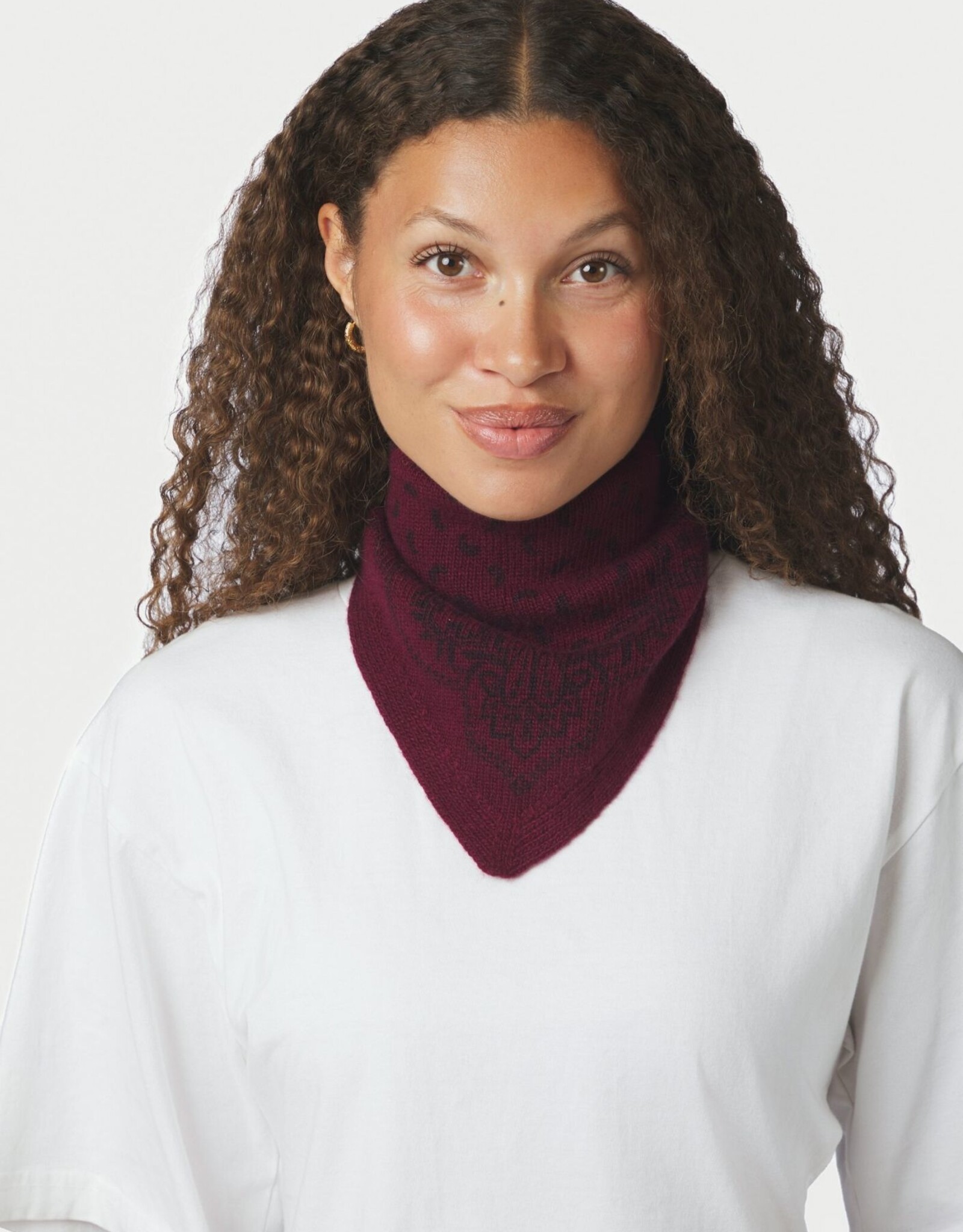 Knit Scarf Paisley 'Ariya' - Wine - Neo Noir - One Size