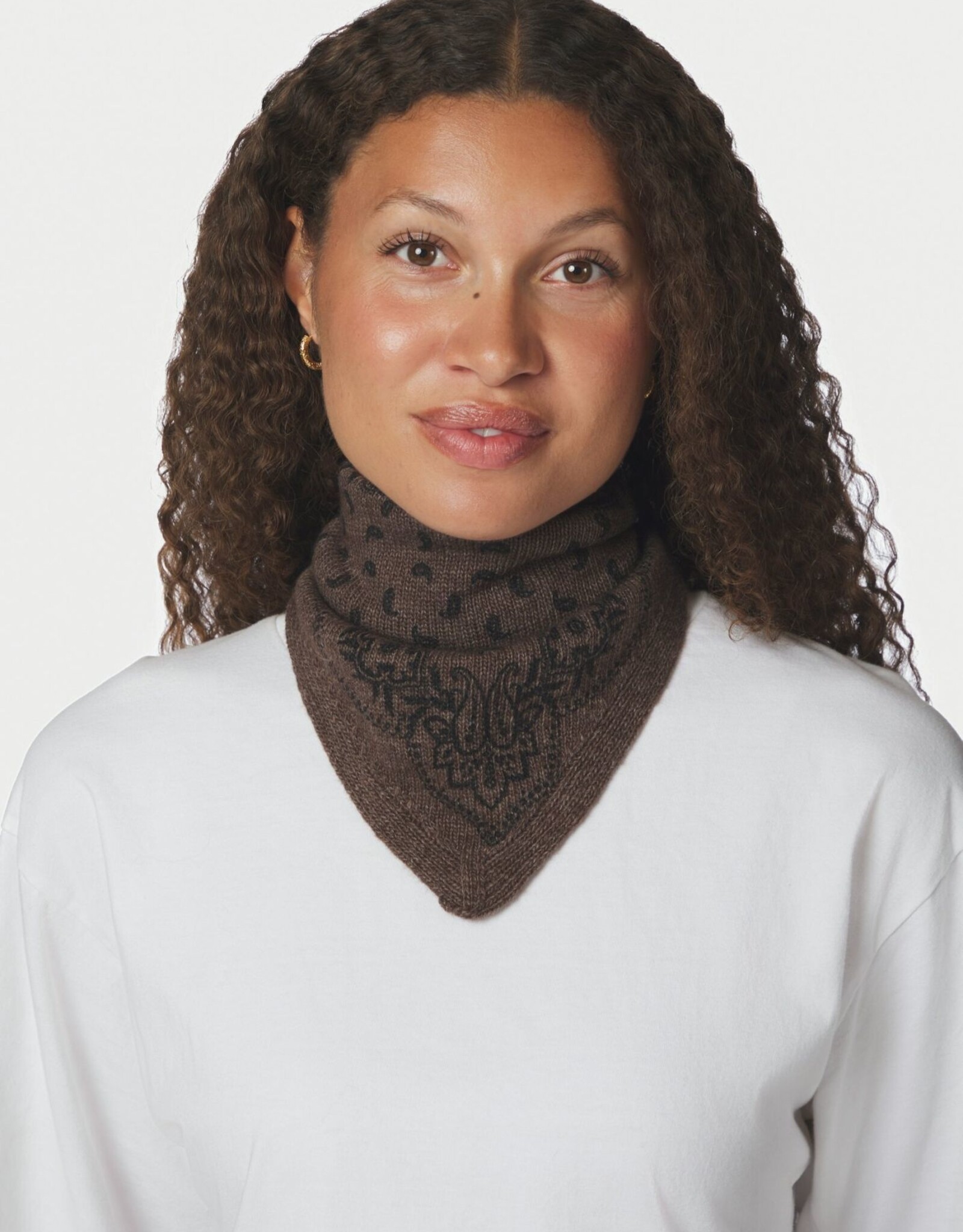 Knit Scarf Paisley 'Ariya' - Brown Melange - Neo Noir - One Size