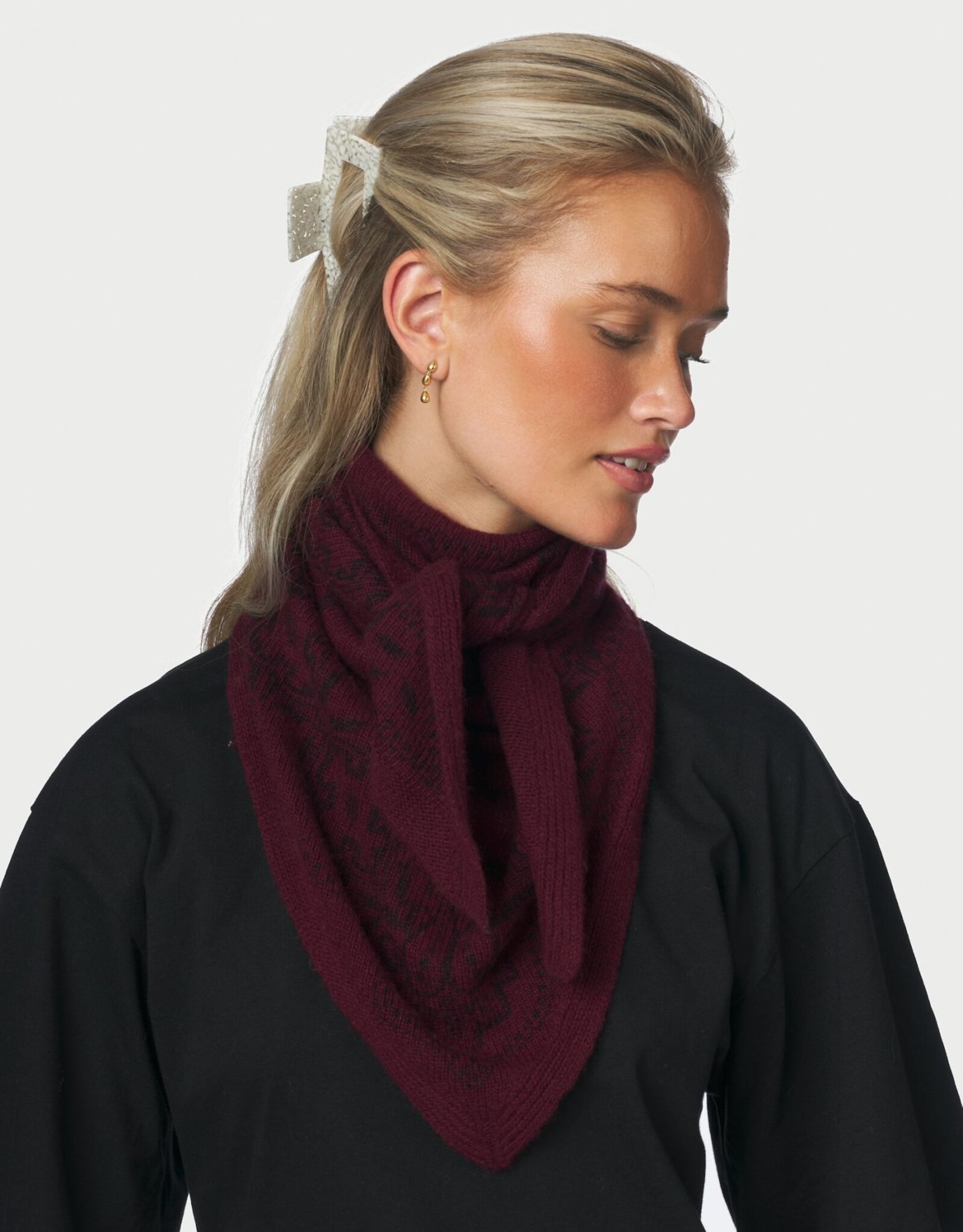 Knit Scarf Paisley 'Lolana' - Wine - Neo Noir - One Size