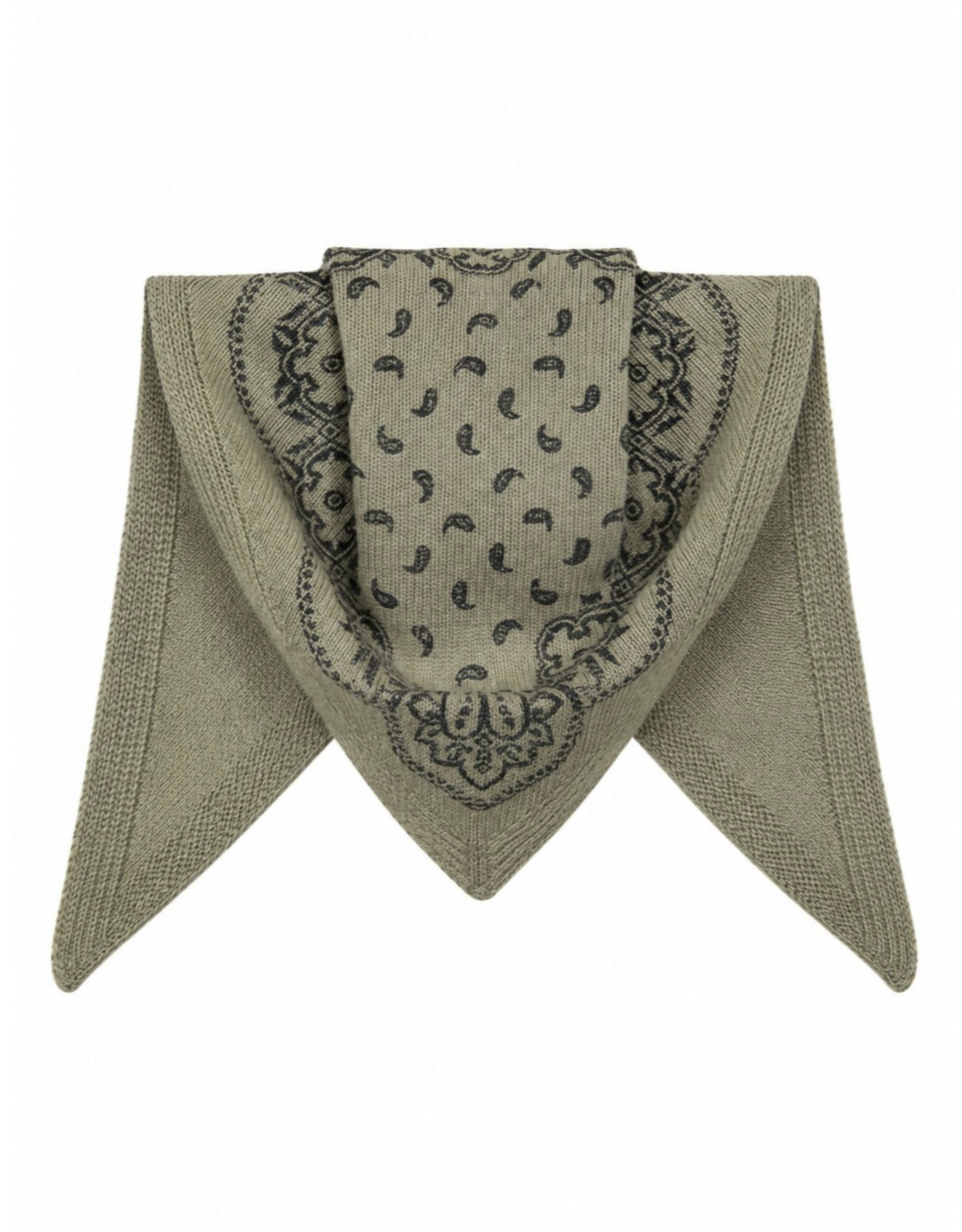 Knit Scarf Paisley 'Ariya' - Army - Neo Noir - One Size