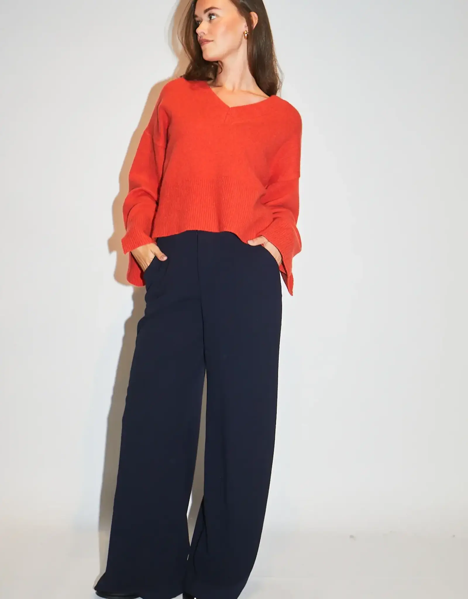 Re/Born Broek Viscose 'Charlie' - Dark Blue - Re/Born