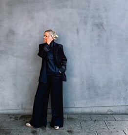 Re/Born Broek Viscose 'Charlie' - Dark Blue - Re/Born