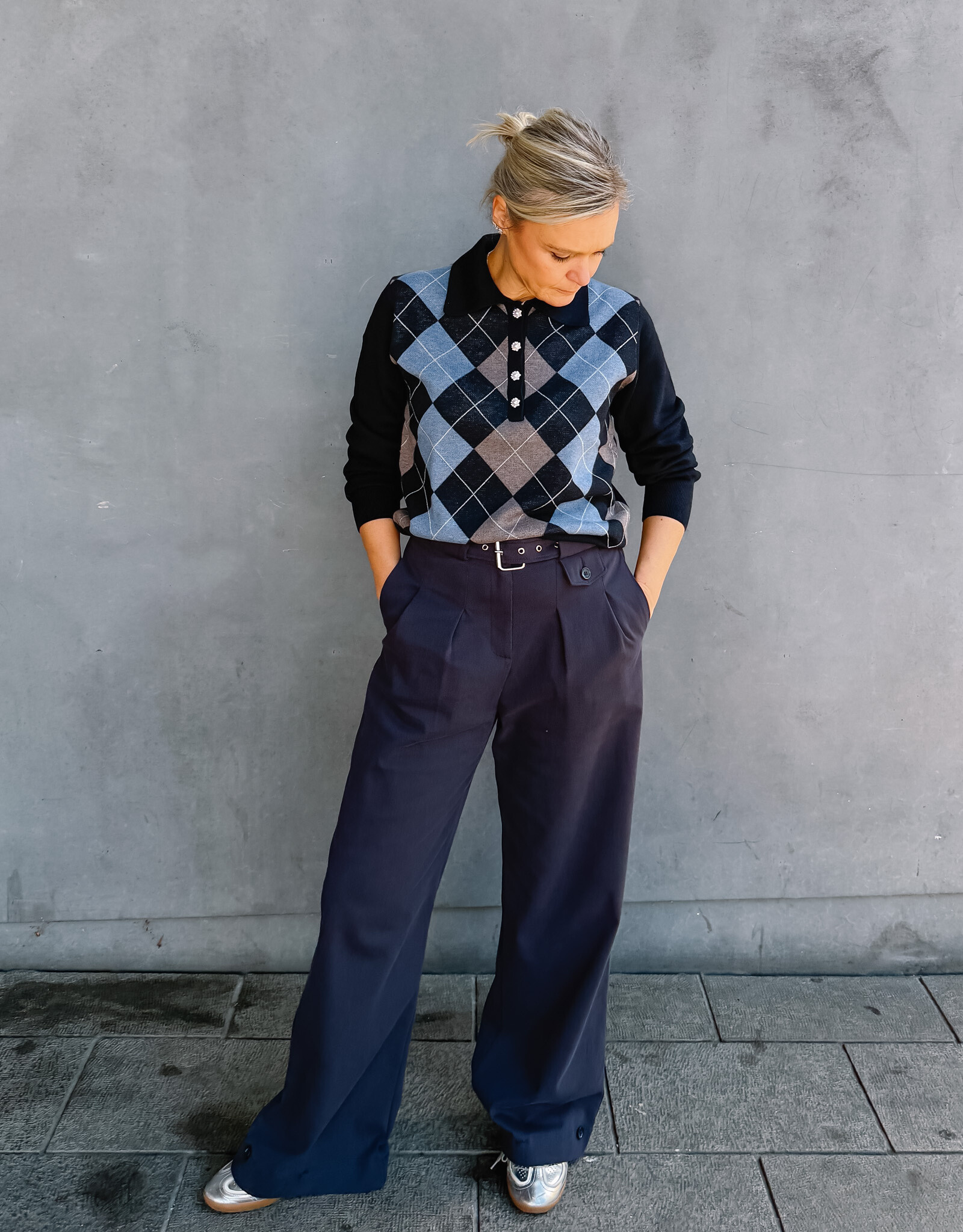 Re/Born Broek 'Zinnia' - Dark Blue - Re/Born