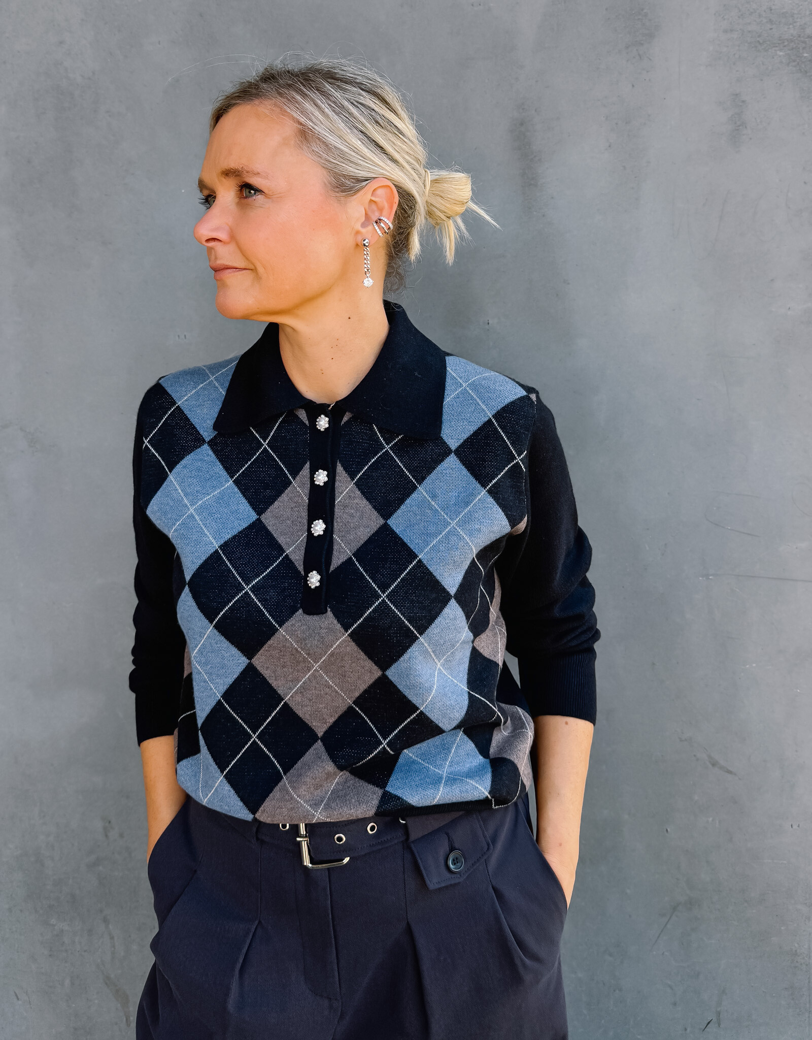 Pull Check 'Julina' - Navy - Neo Noir