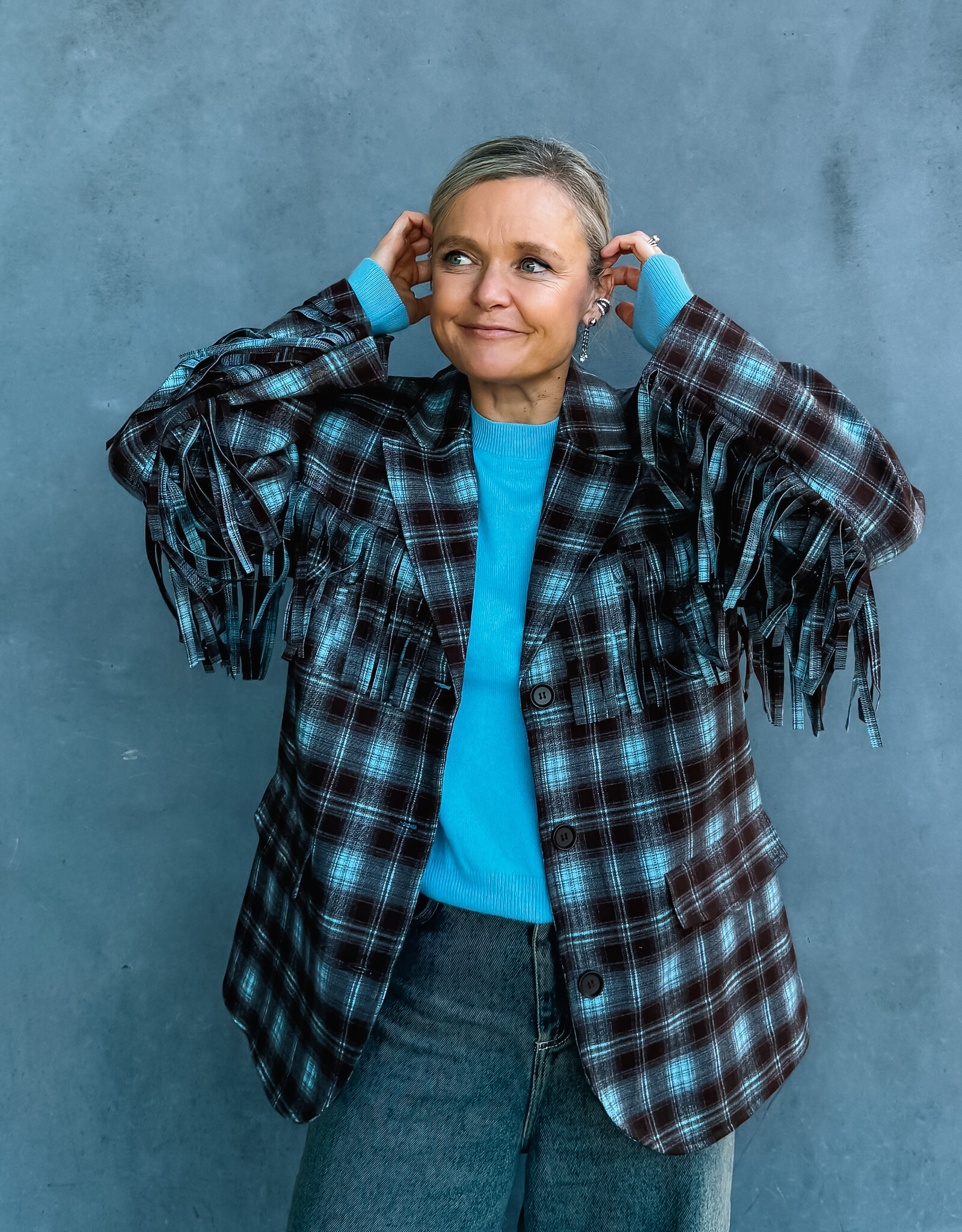 Refined Department Blazer Check Fringes 'Tori' - Check - Refined Department