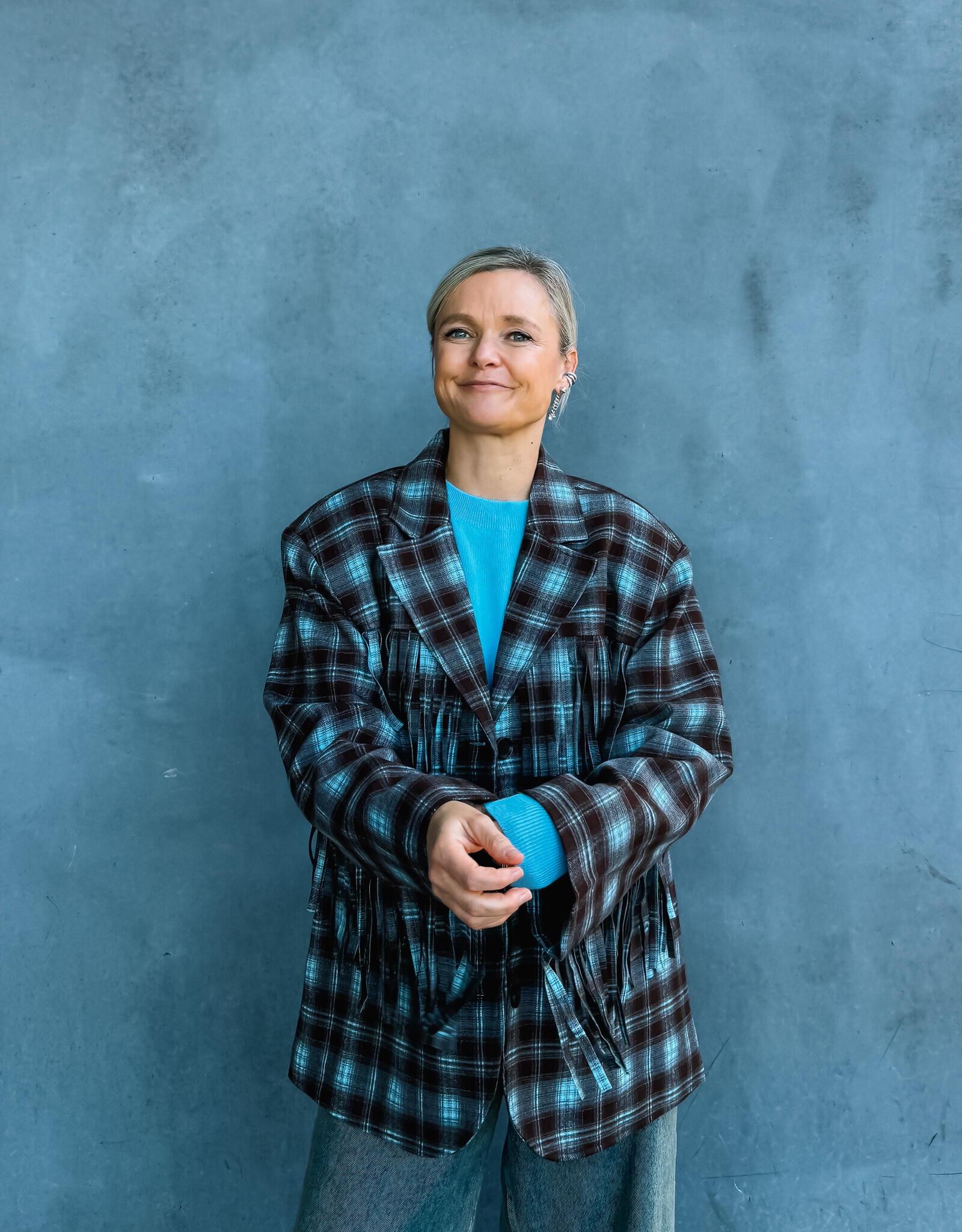 Refined Department Blazer Check Fringes 'Tori' - Check - Refined Department