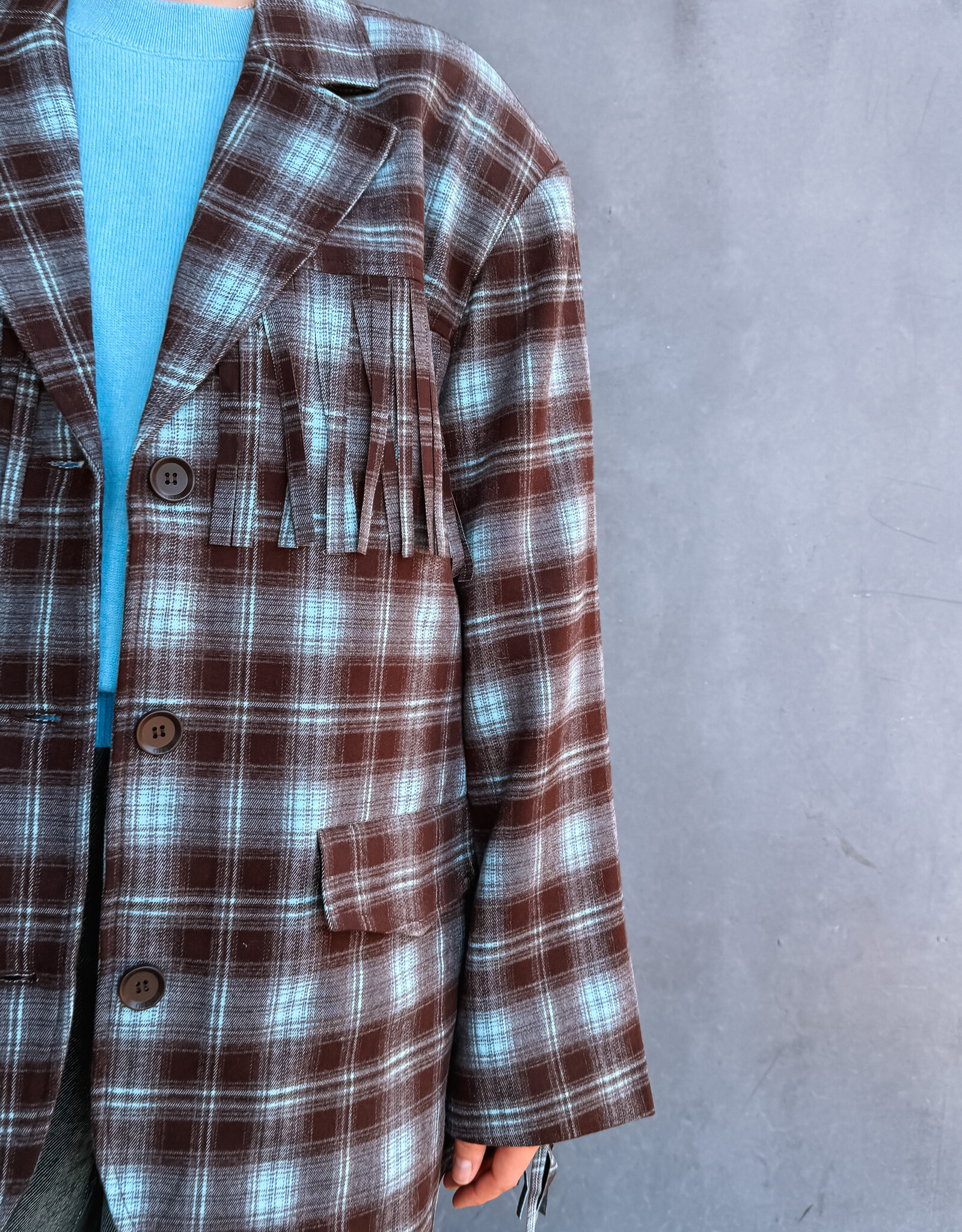 Refined Department Blazer Check Fringes 'Tori' - Check - Refined Department