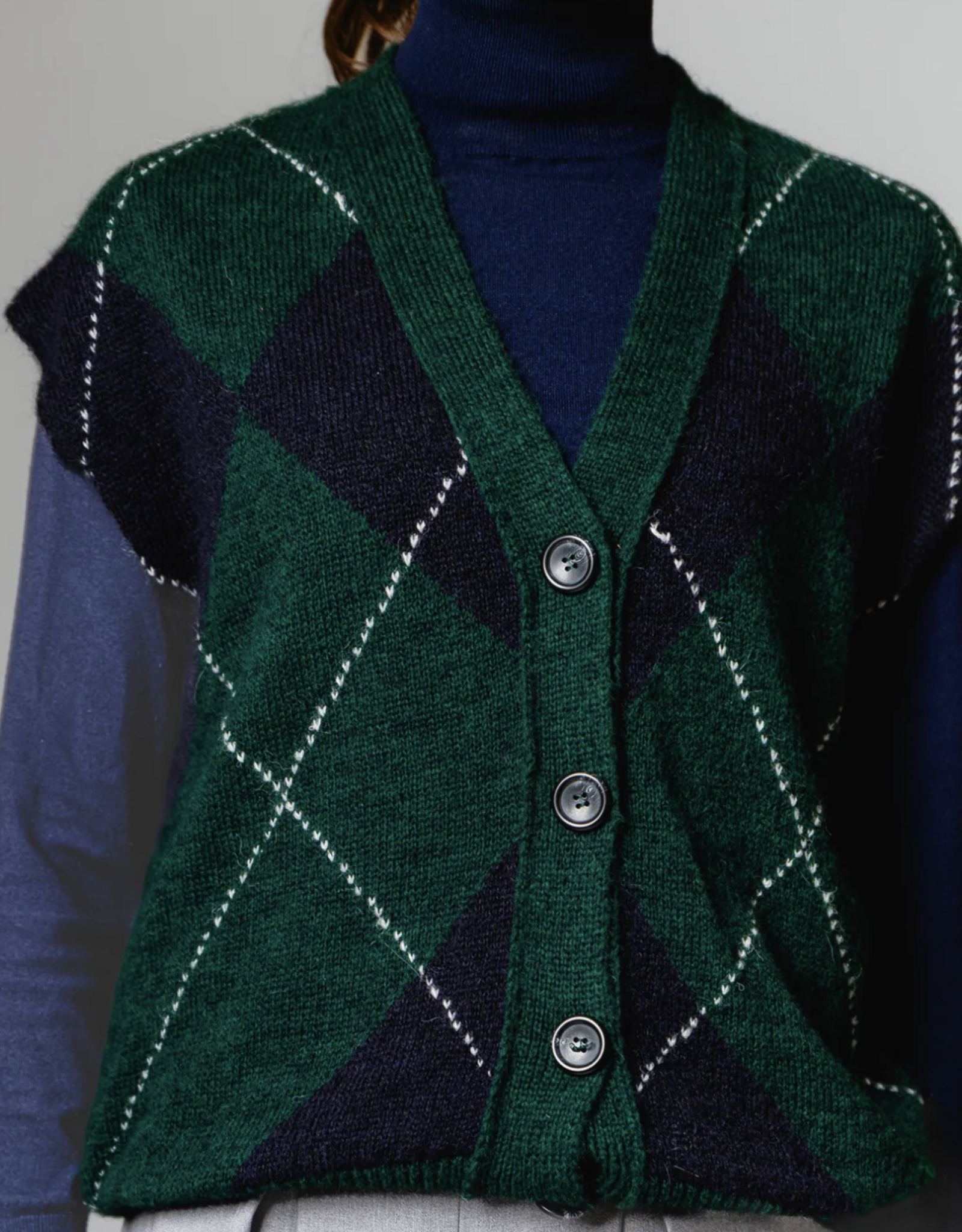 Bô-Dôme Cardigan Zonder Mouw 'Gio' - Check  - Bô-Dôme