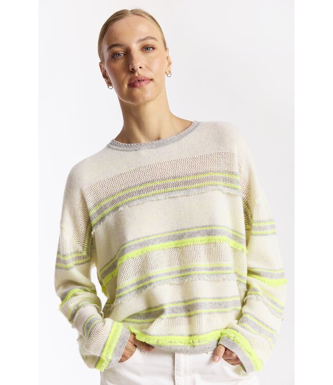 Funky stripe crew neon yellow