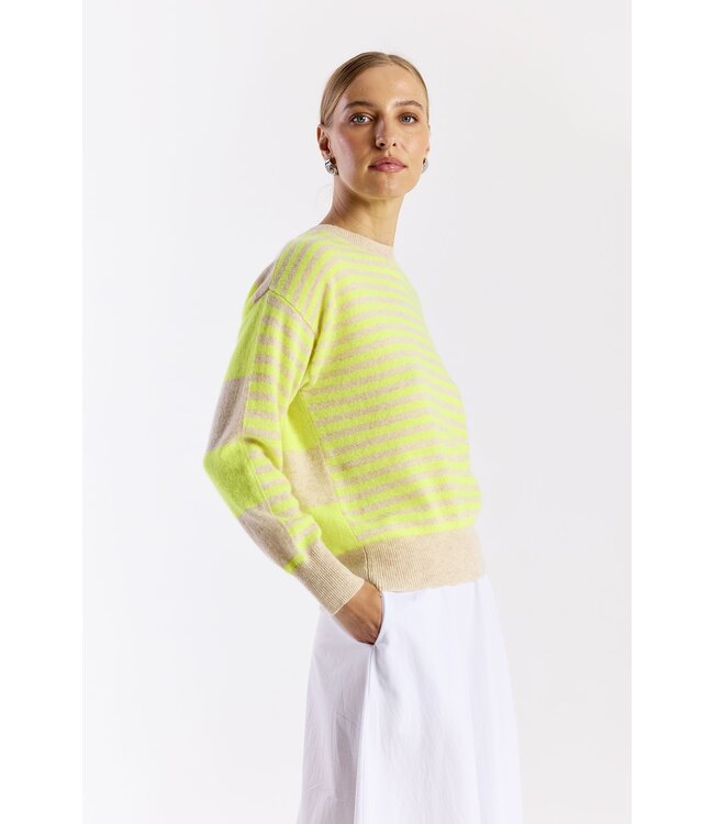 Beach stripe crew cygnet/neon yellow