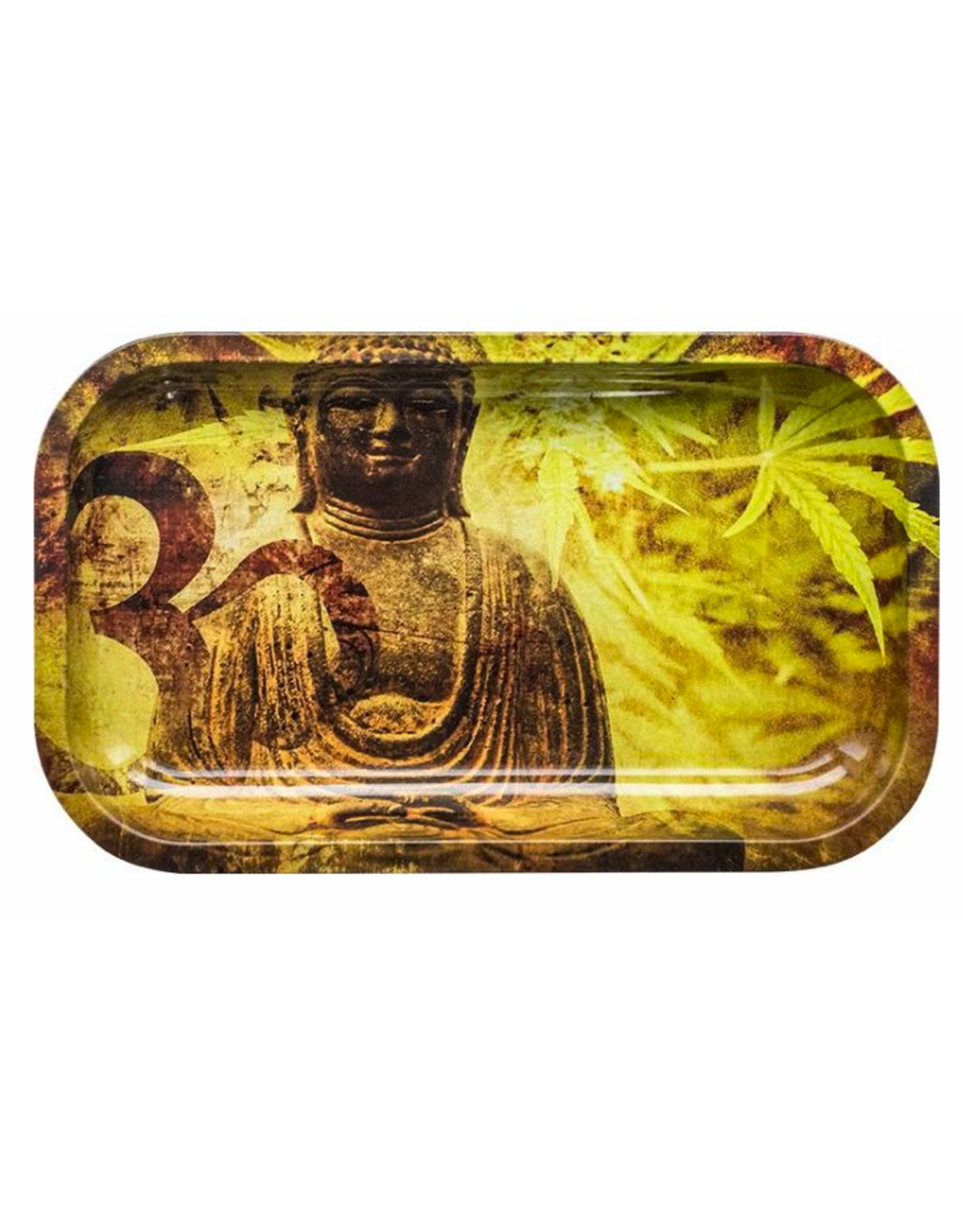 Buddha Hemp Leaf Metal Rolling Tray - Large (medium)