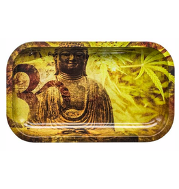 Buddha Hemp Leaf Metal Rolling Tray - Large (medium)