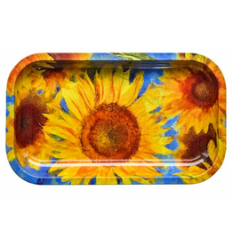 Sun Flowers Metal Rolling Tray - medium