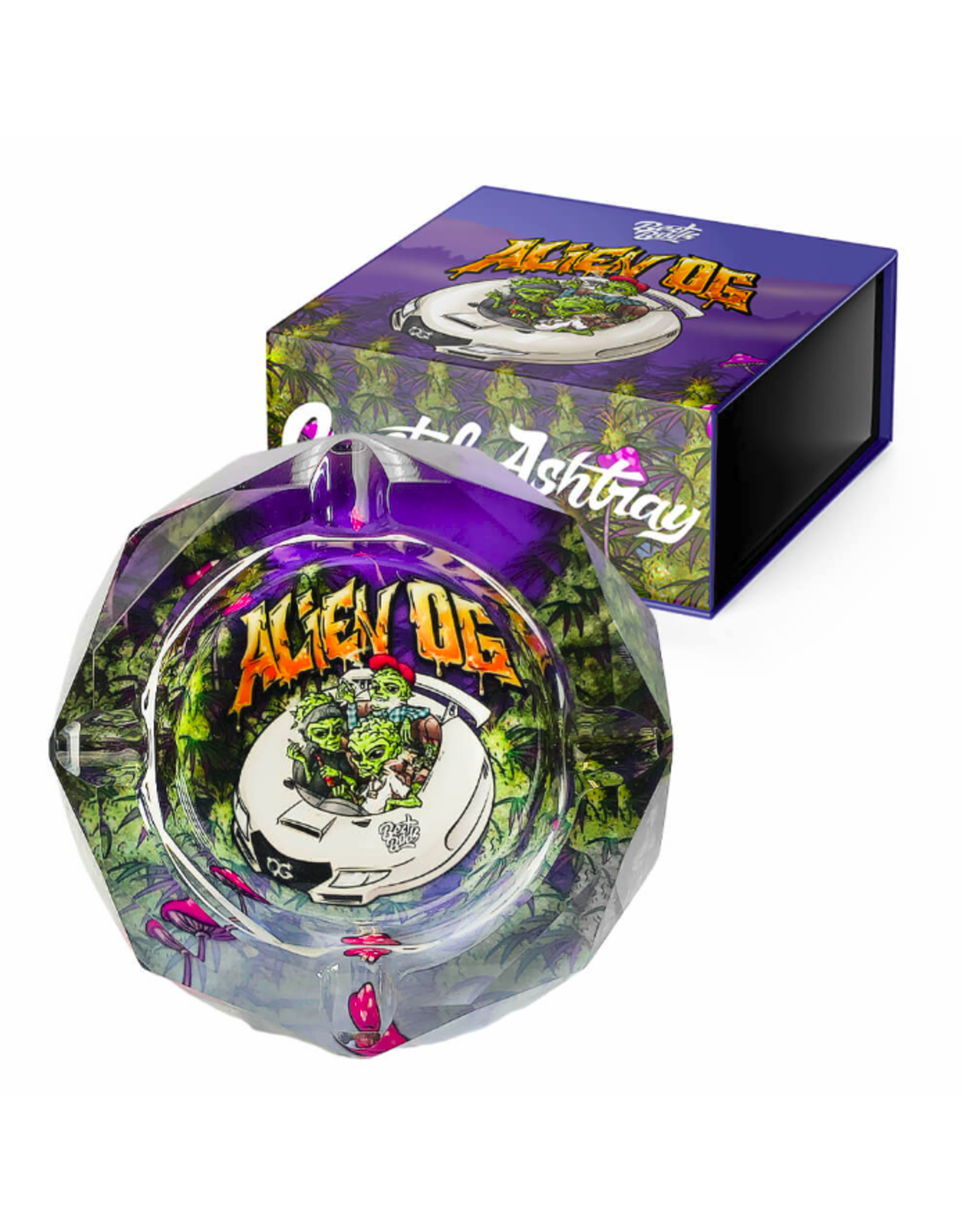 Best Buds Crystal Ashtray with Giftbox - Alien OG